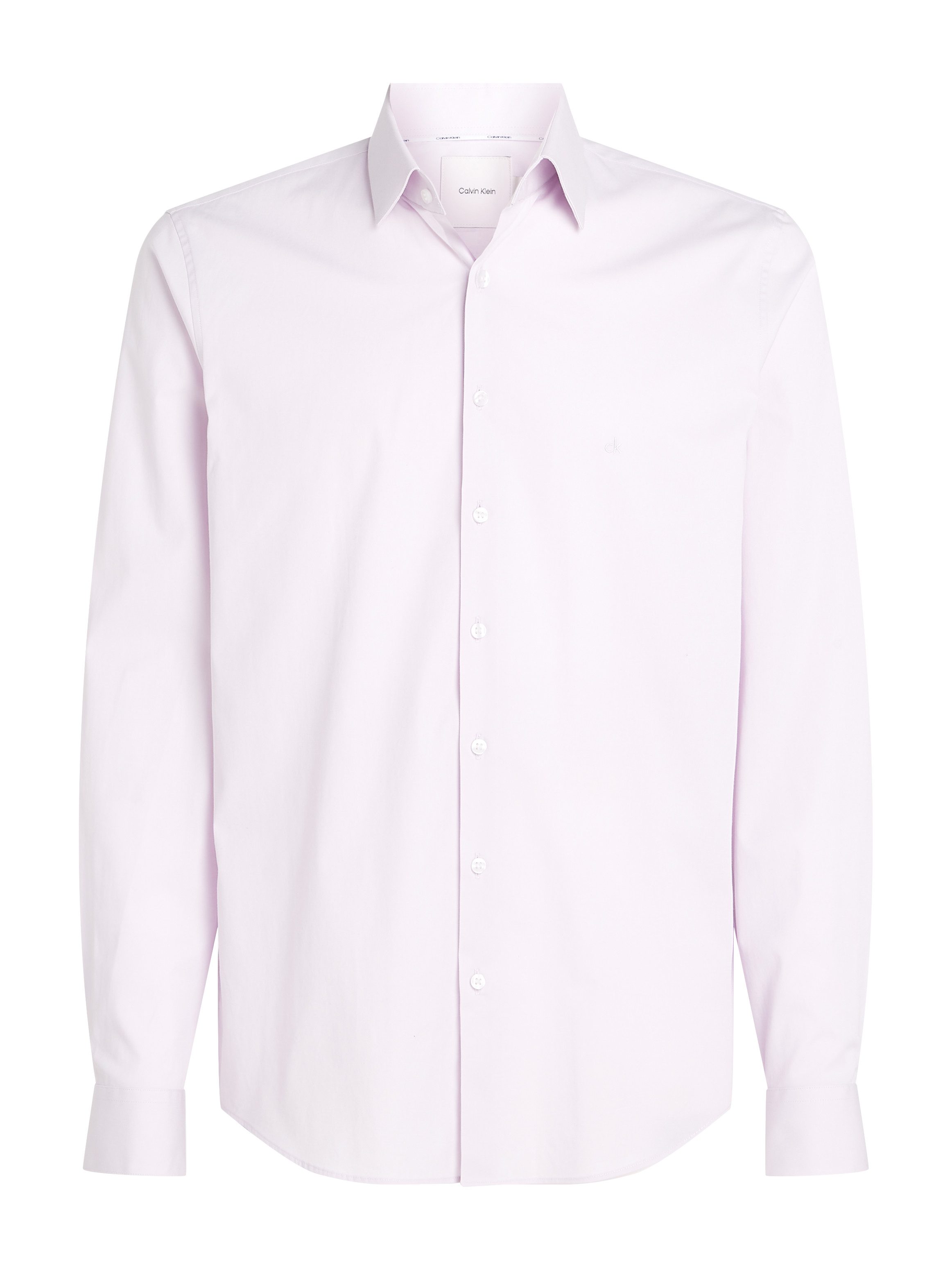 Calvin Klein Businessoverhemd POPLIN STRETCH SLIM SHIRT met kent-kraag, logoprint op borsthoogte