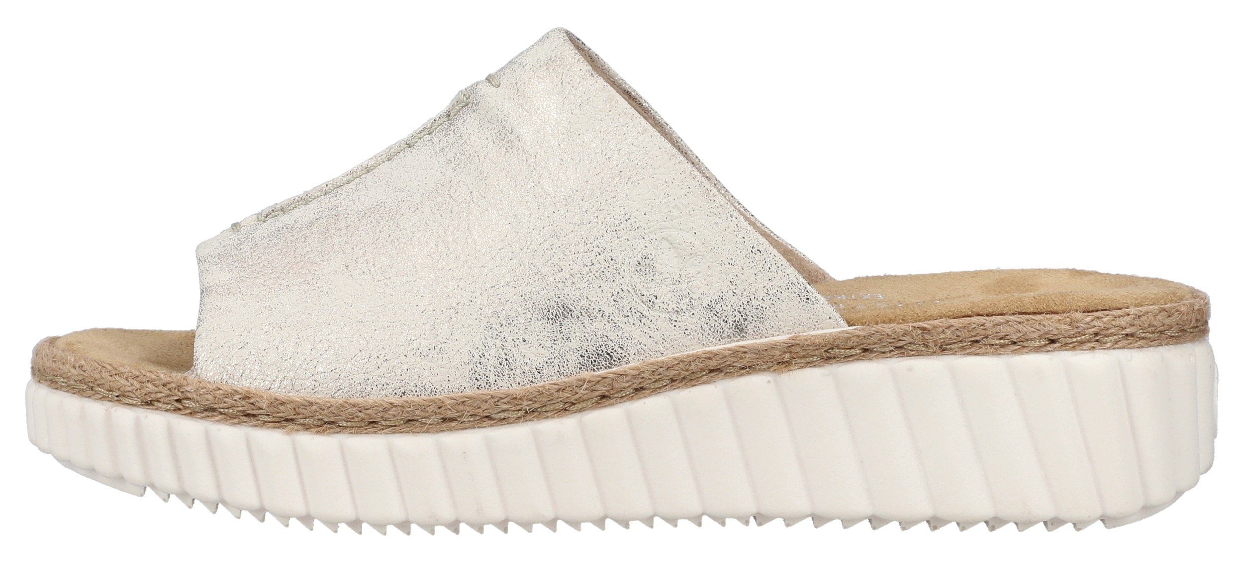 Rieker Slippers sleehak, zomerschoen, slippers met jute-omranding aan de loopzool