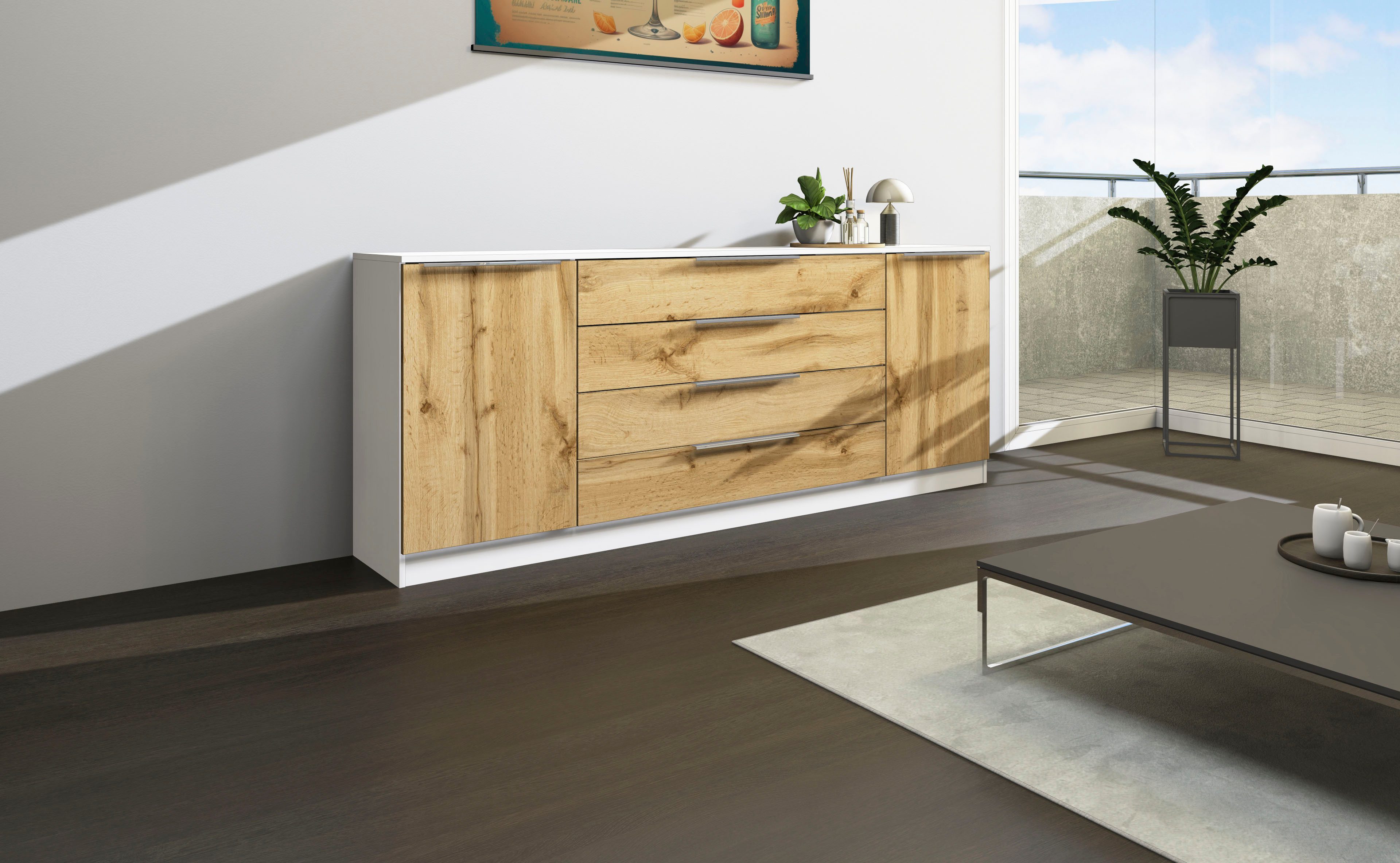 borchardt Möbel Kast Oliva Breedte 200 cm, met 4 lades