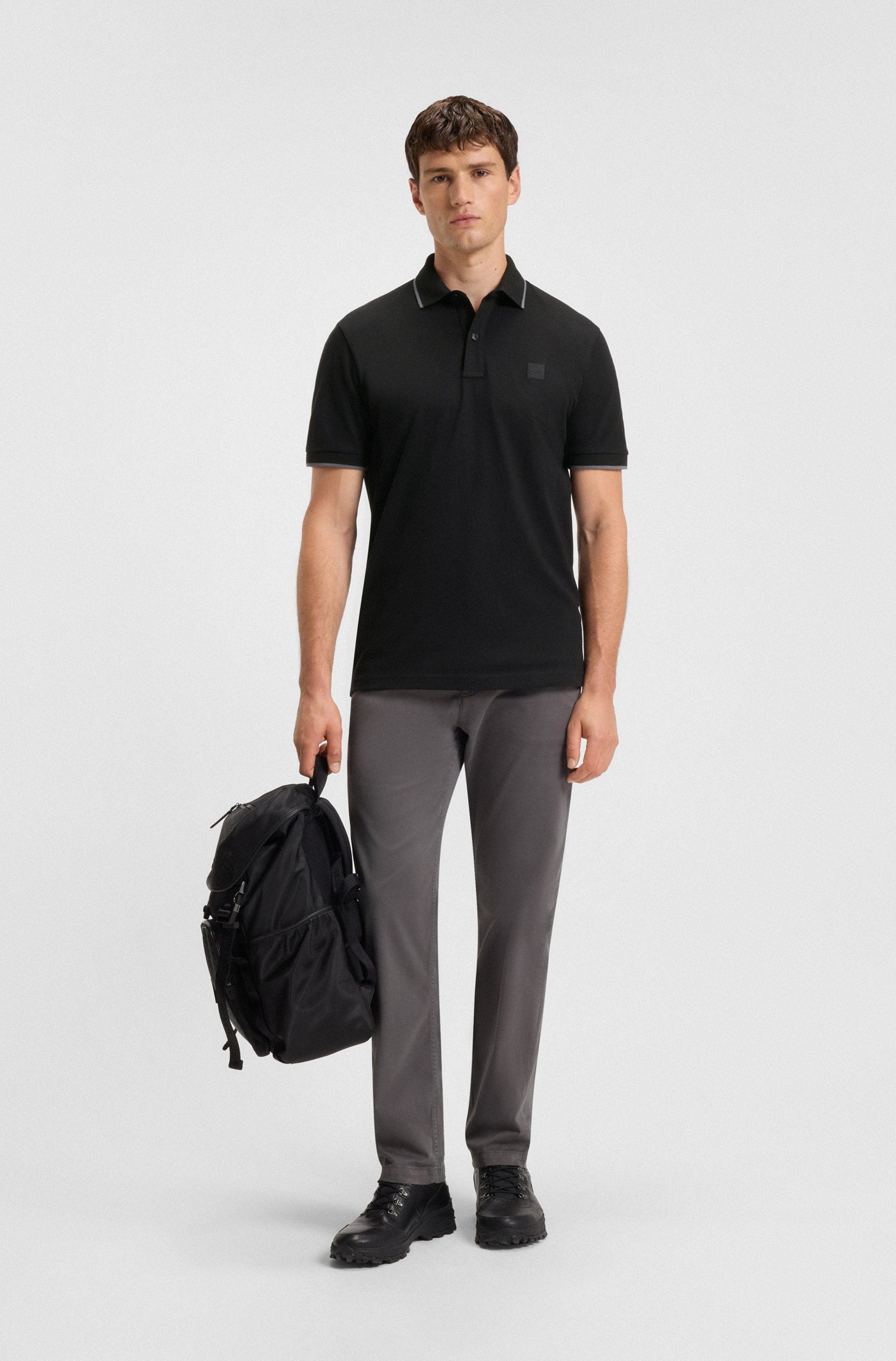 Boss Orange Poloshirt Passertip met boss badge