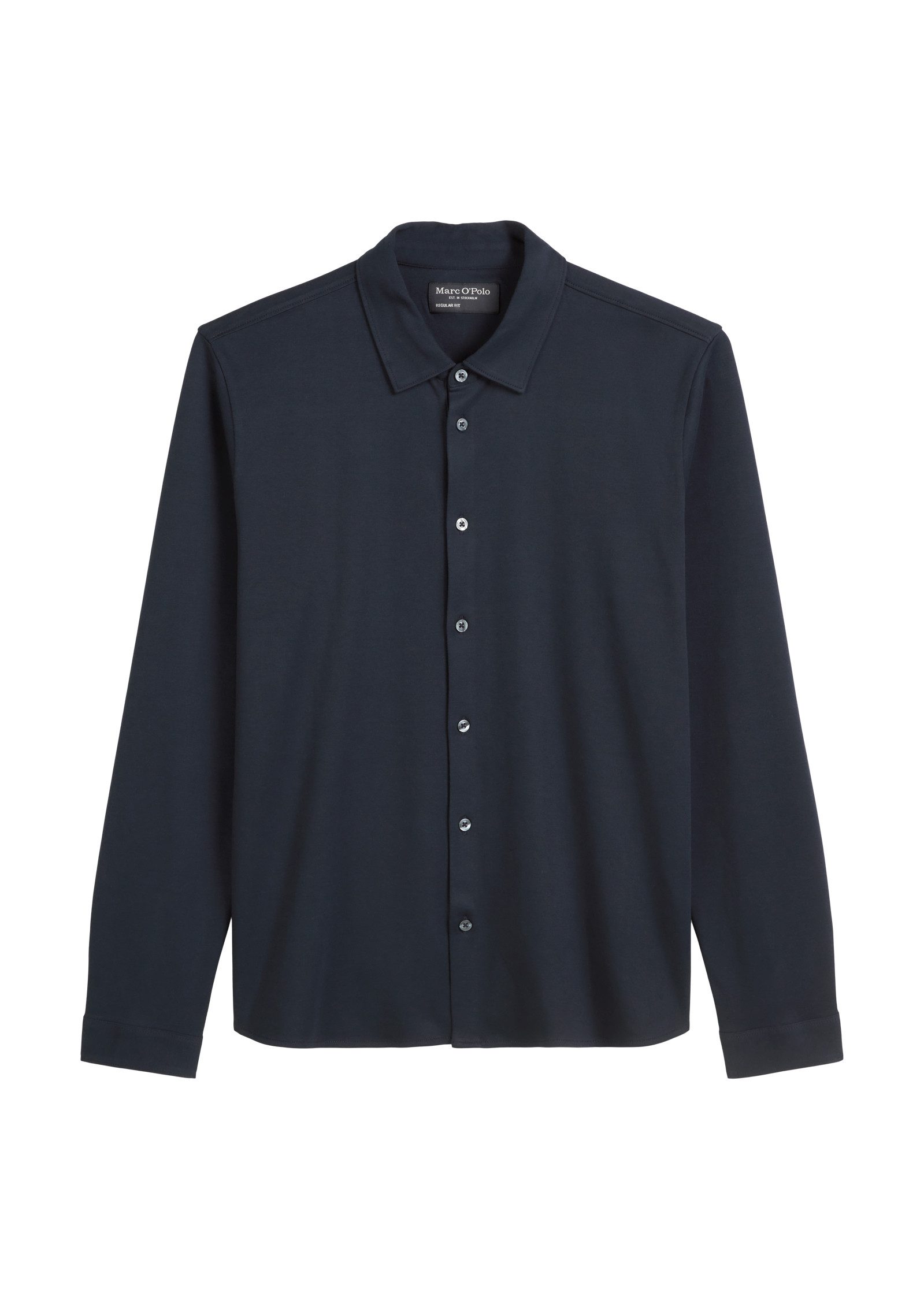 Marc O'Polo Overhemd met lange mouwen van jersey, regular fit, licht, vloeiend, ademend