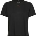 tommy sport t-shirt regular mesh core c-nk tee ss met tommy hilfiger sport-merklabel zwart