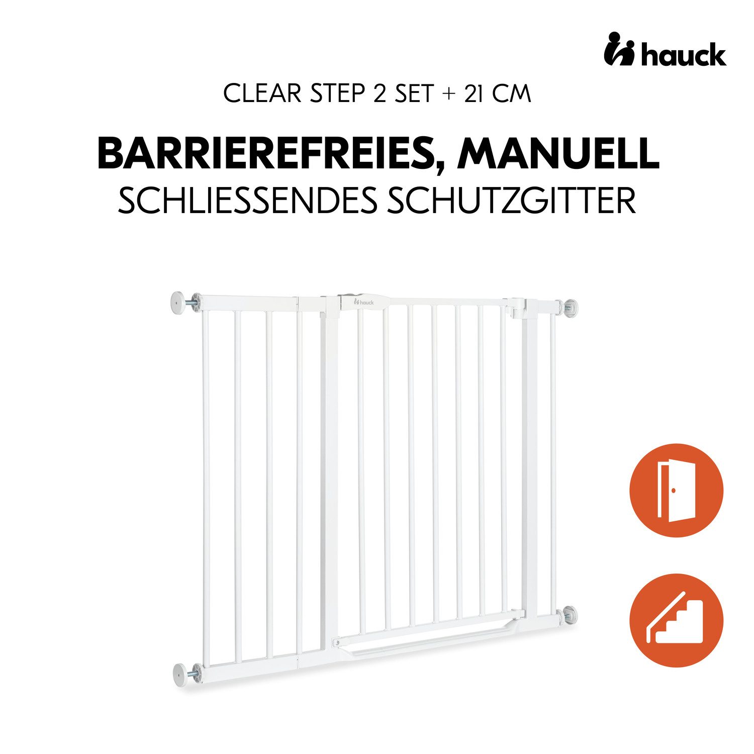 Hauck Traphek Clear Step set 2 inclusief verlenging 21 cm, wit ook als traphekje te gebruiken, 96-101 cm, vlakke doorgang