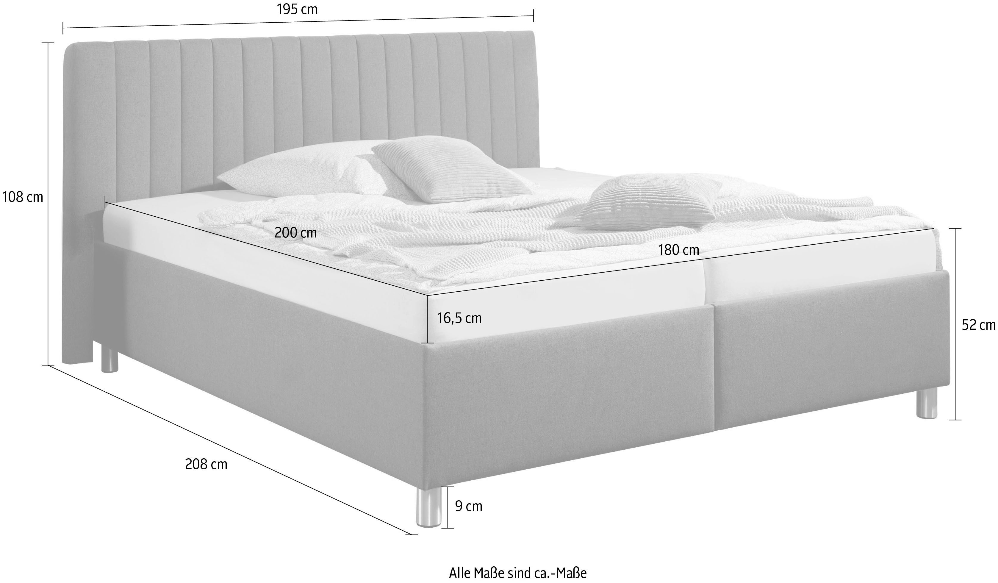 Maintal Gestoffeerd bed Kieferwald met bedlade, optioneel met bonnell- of pocketveringmatras