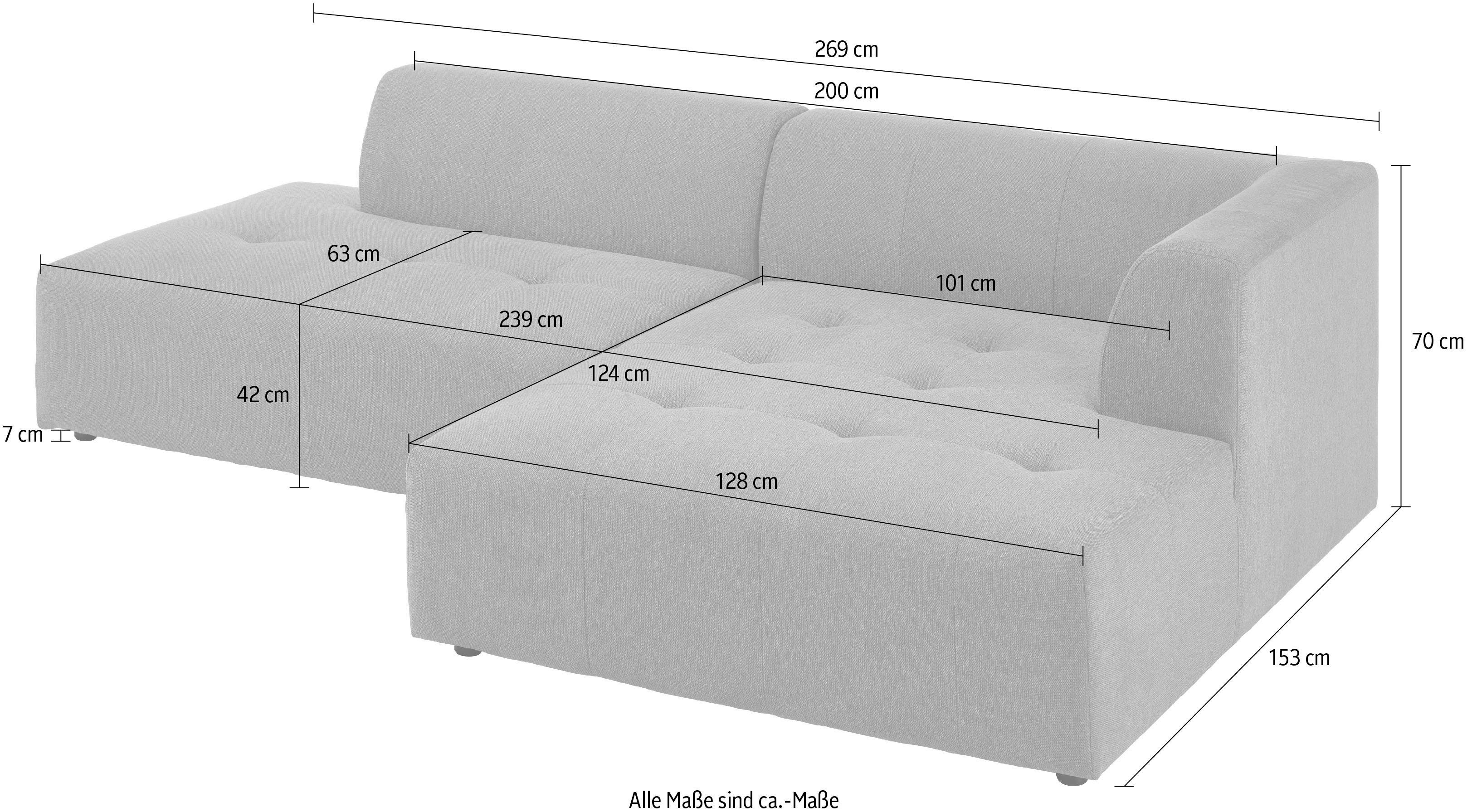 ATLANTIC home collection 3-zitsbank Leonardo Poef/voetenbank Ottoman met XXL ligoppervlak