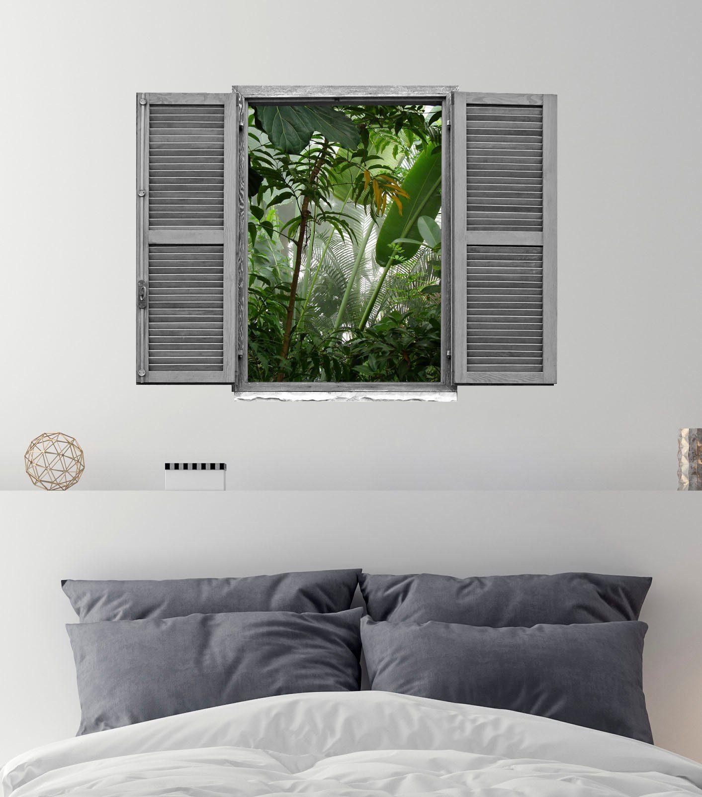 queence Wandfolie Oerwoud Muursticker, muurdecoratie, zelfklevend, 3D, raam (1 stuk)