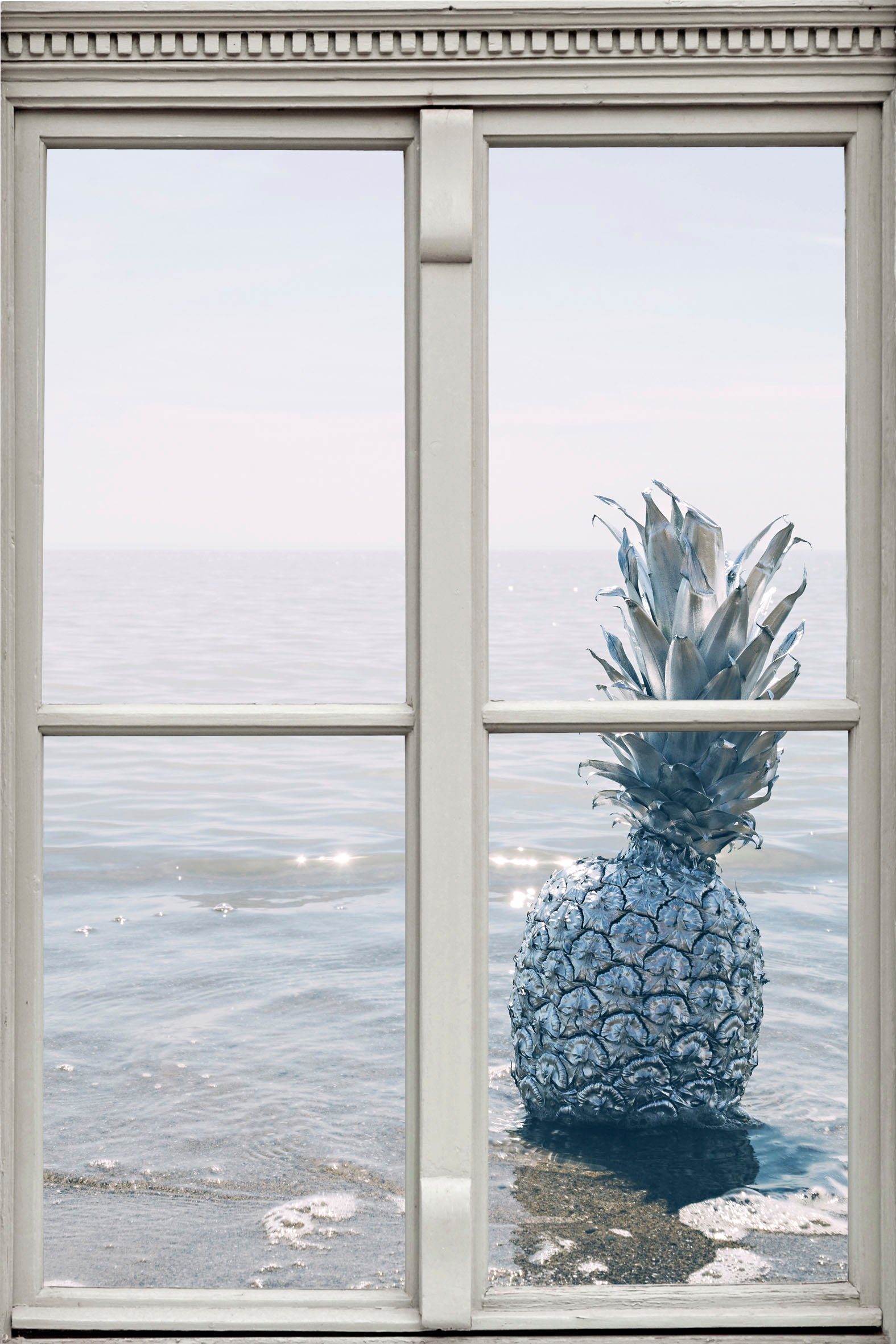 queence Wandfolie Ananas Muursticker, muurdecoratie, zelfklevend, 3D, raam