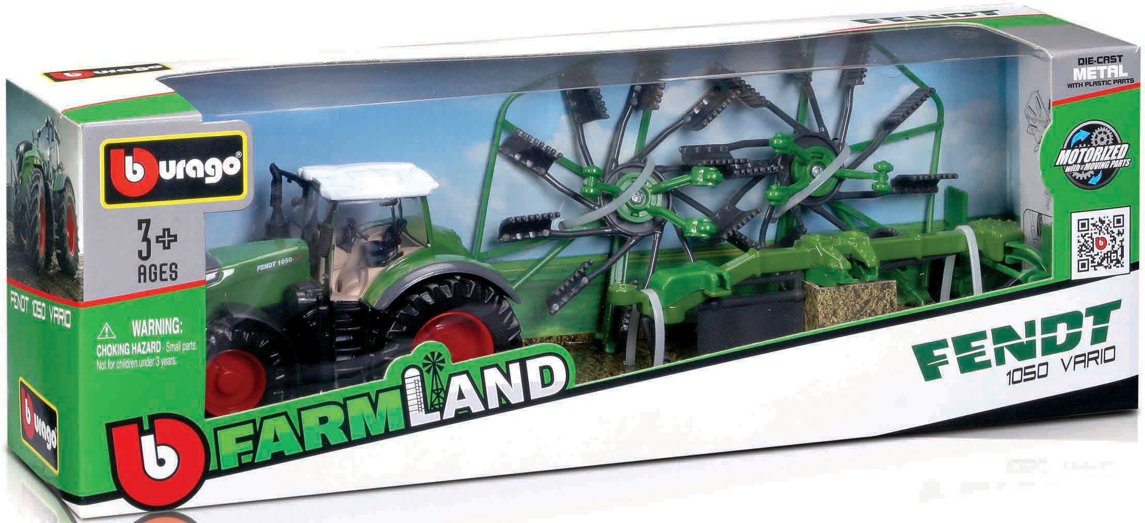 Bburago Speelgoed-tractor Farmland, Fendt vario 1050 met hooischudder