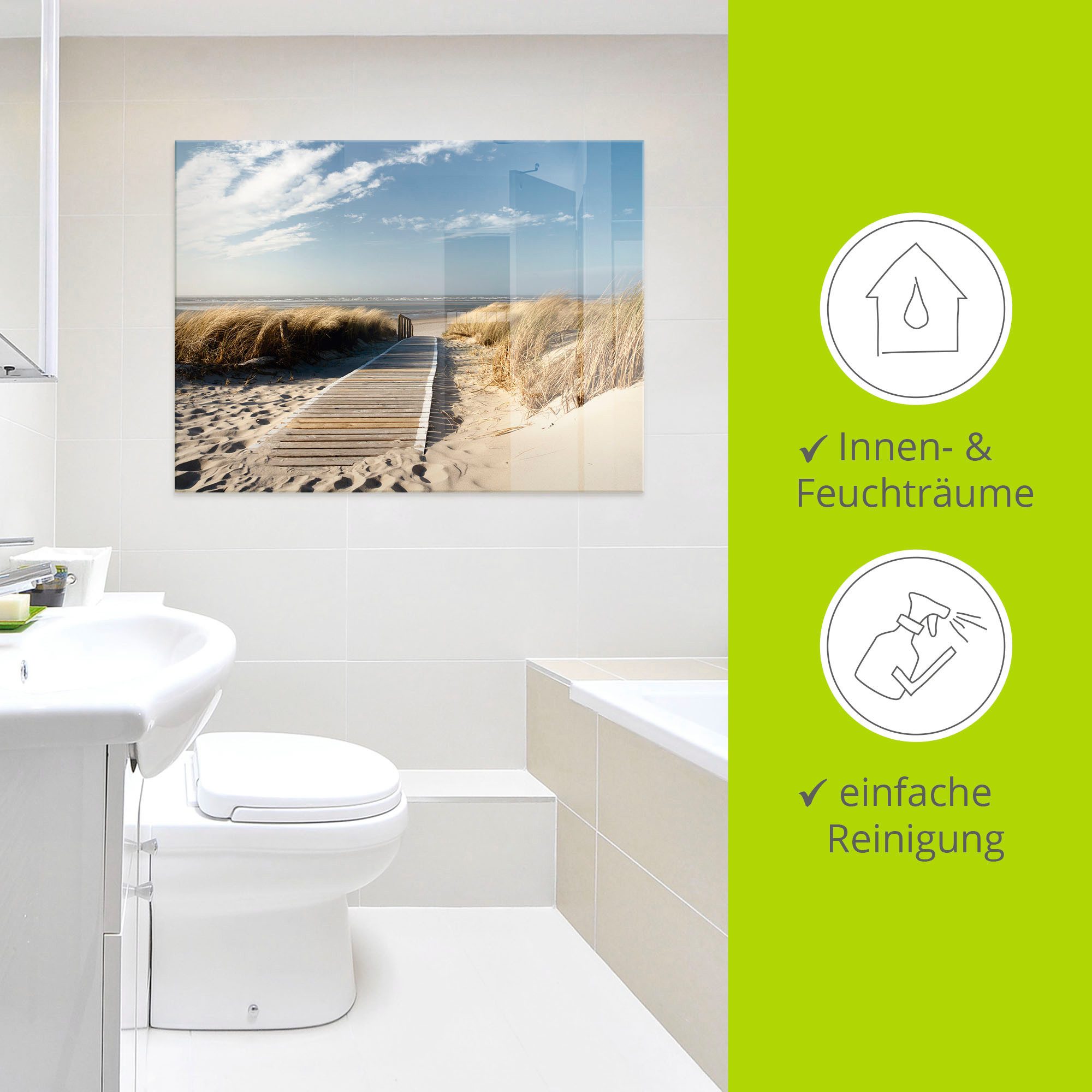 Artland Print op glas Noordzeestrand op Langeoog - pier