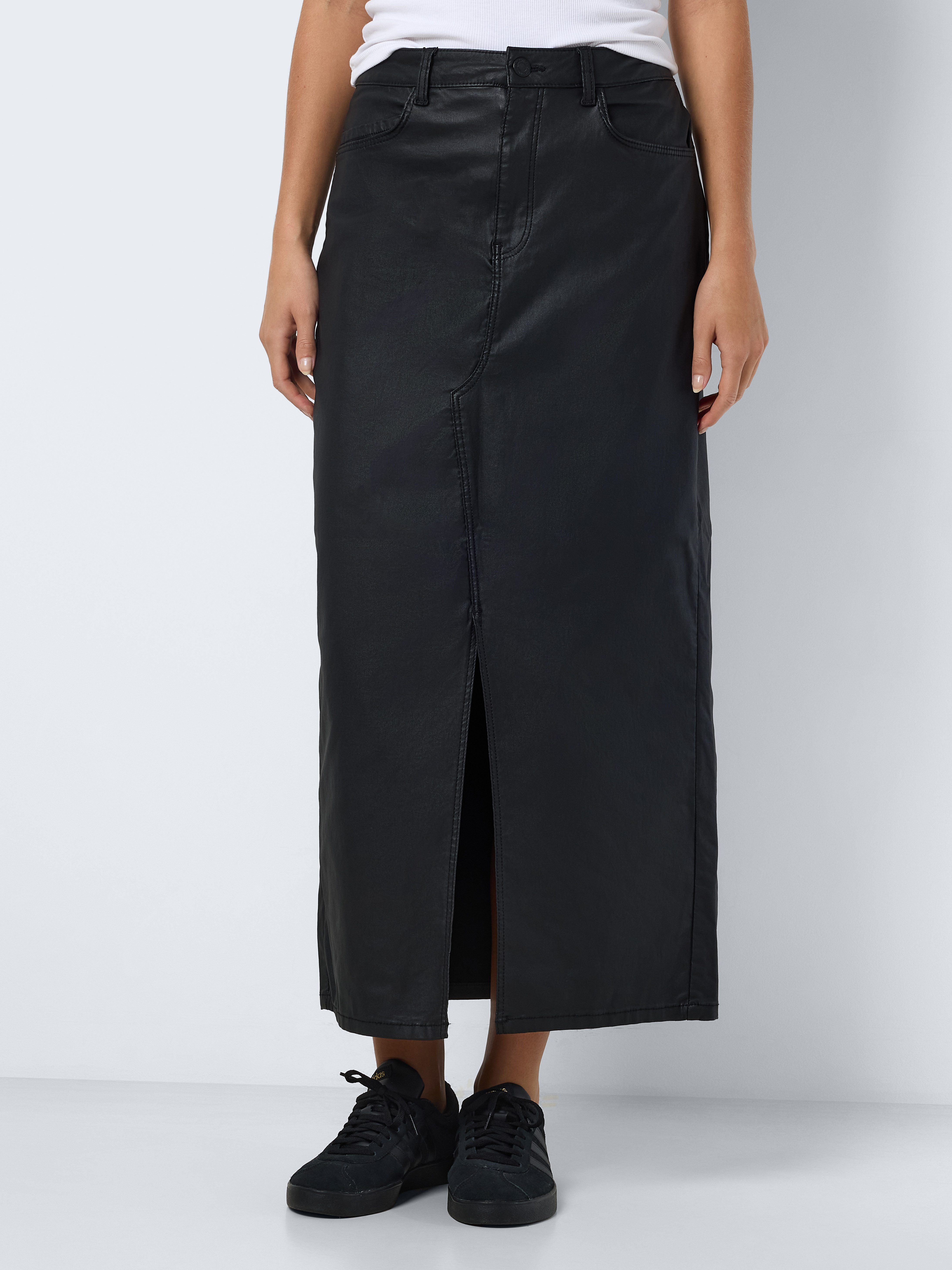 Noisy may Imitatieleren rok NMKATH NW SLIT LONG SKIRT COATED BL NOOS