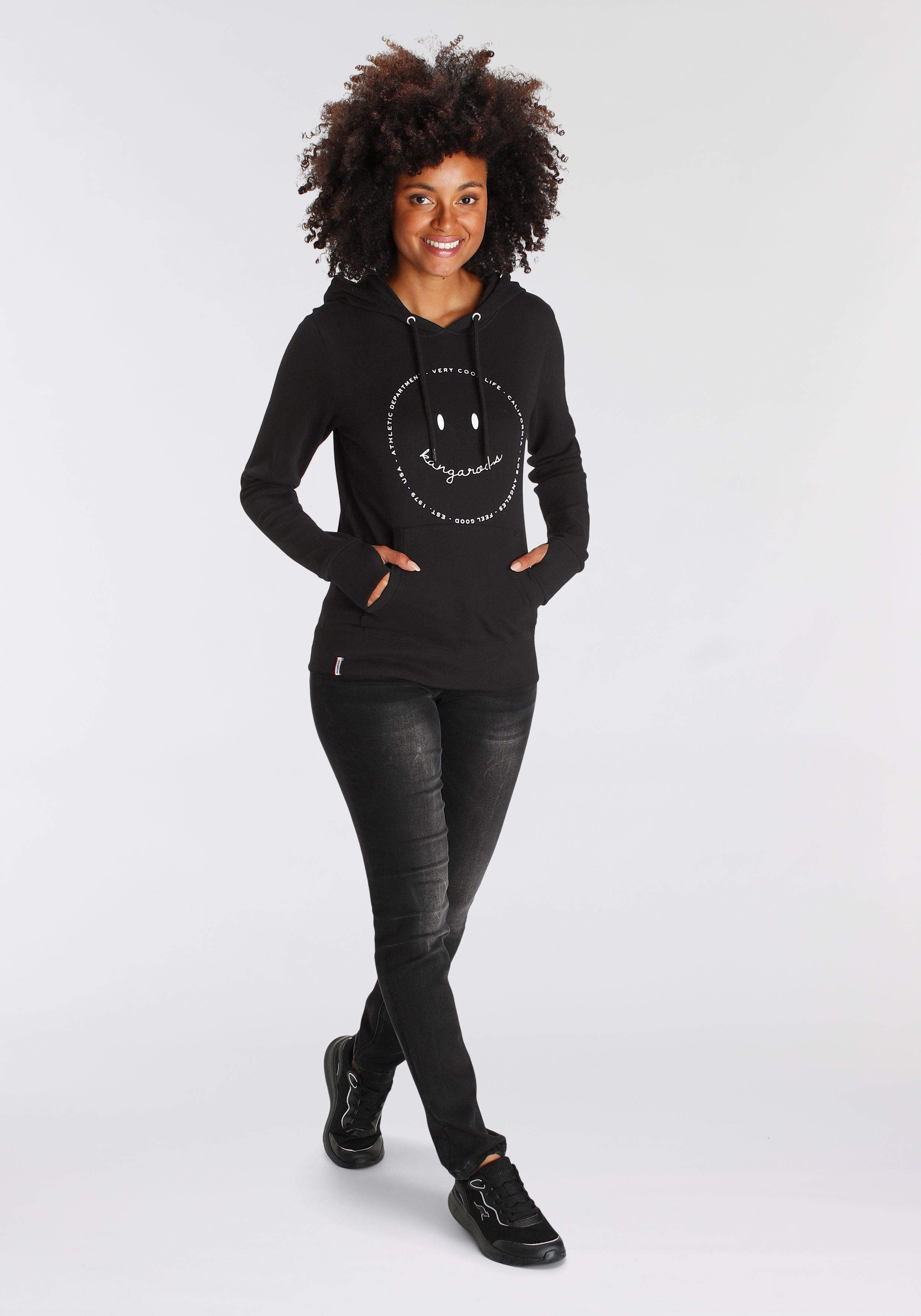 KangaROOS Hoodie Langarm met duimopeningen, figuurvolgend, van interlockmateriaal