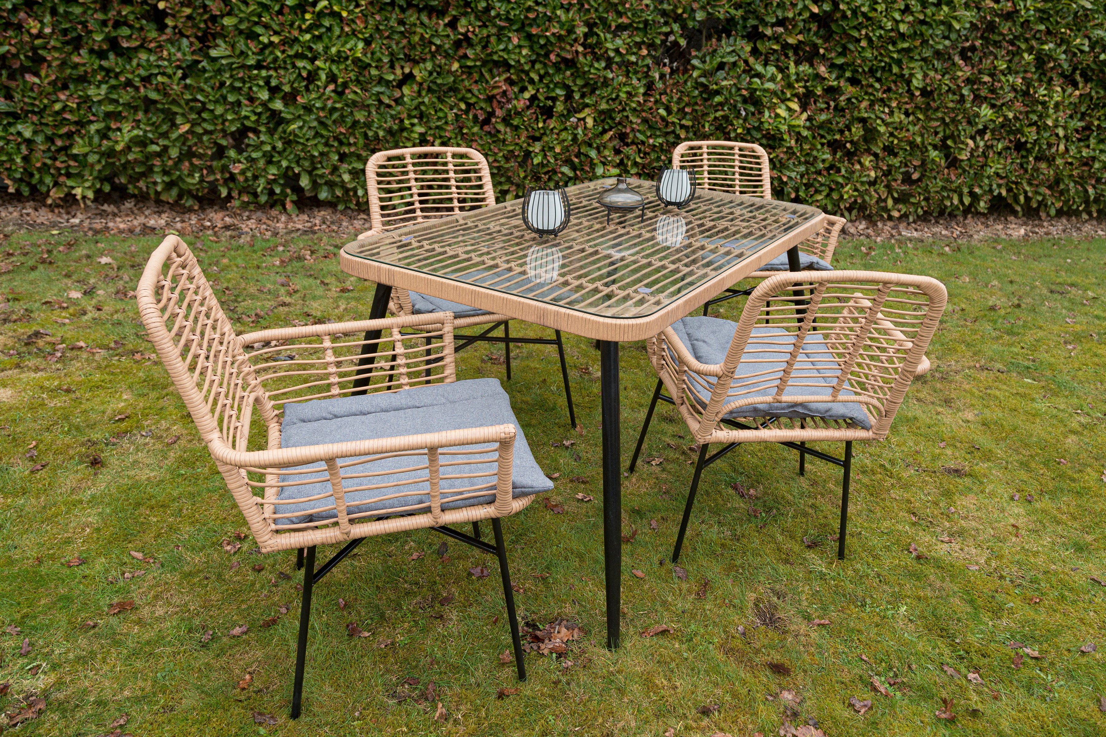 my Flair Tuin-eethoek 1 tafel, 4 stoelen (5-delig)