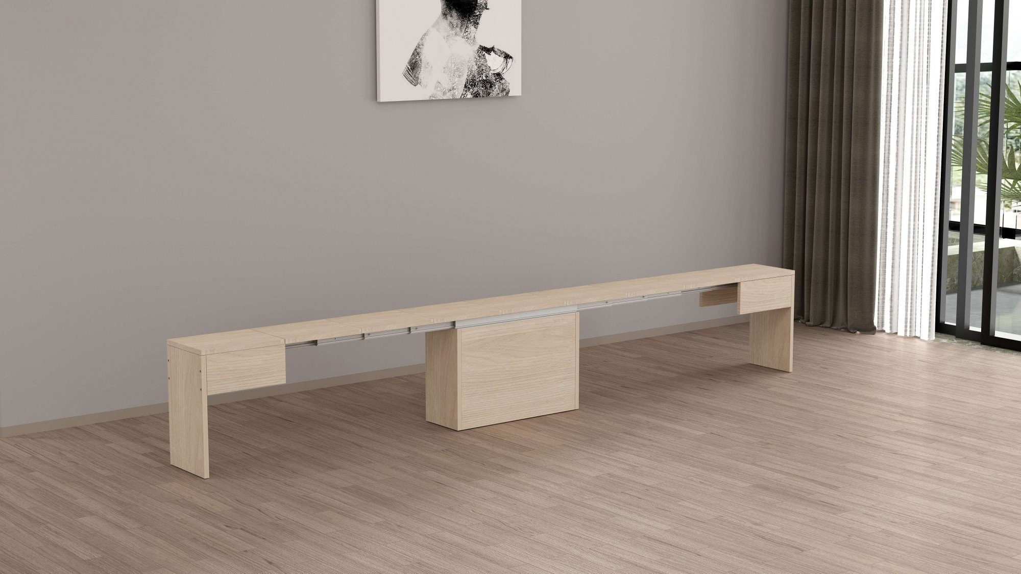 INOSIGN Zitbank Praktika, Zitbank, Bank met uittrekfunctie, uittrekbaar van 66 naar 290 cm (1 stuk)