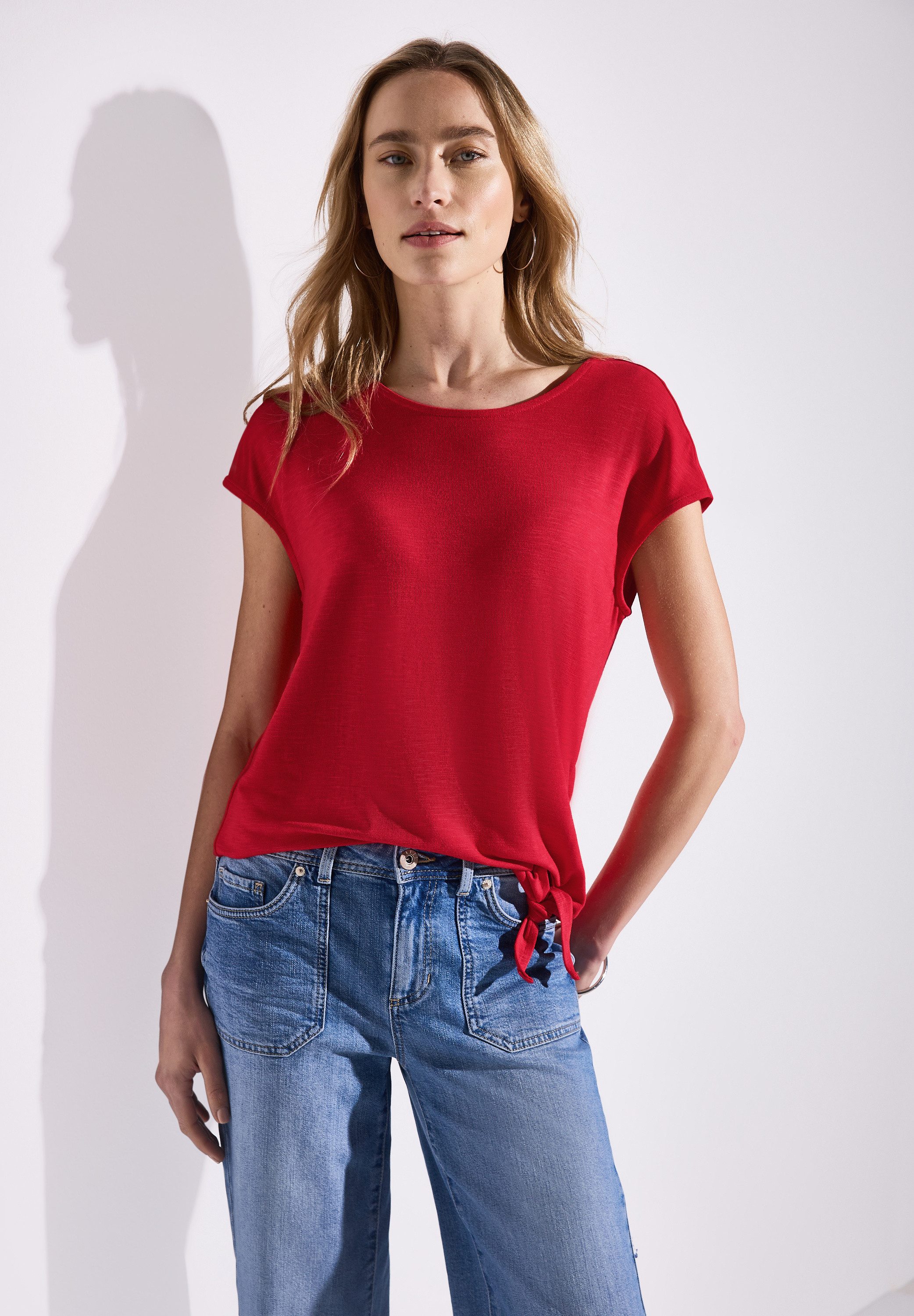 STREET ONE T-shirt met knoopdetail dames t-shirts maat 40 rood