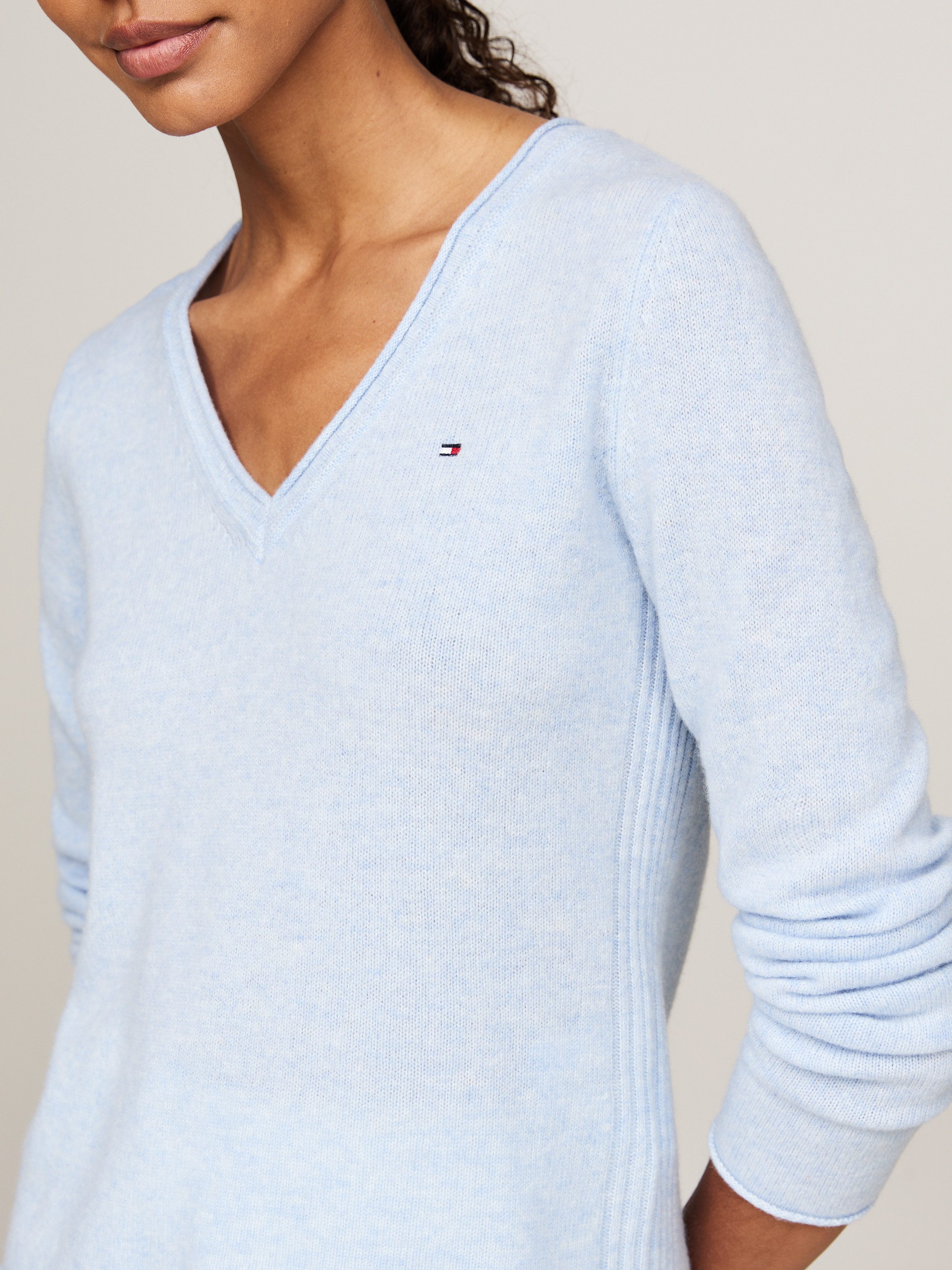 Tommy Hilfiger Gebreide trui SOFT WOOL V-NK SWEATER met v-hals van 100% wol
