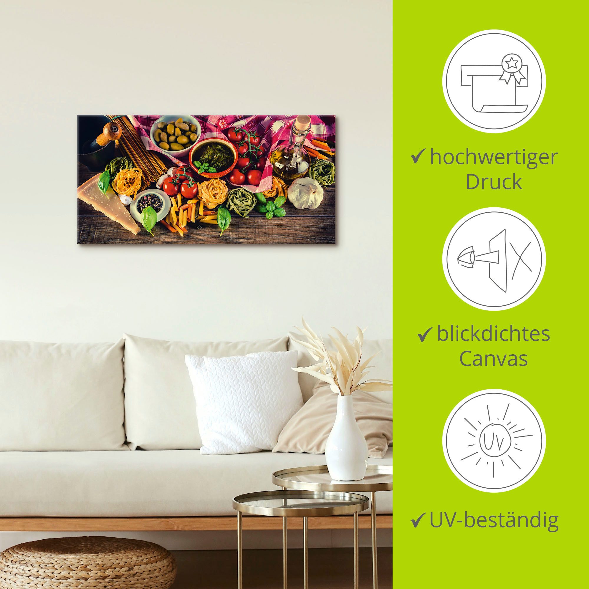 Artland Artprint Italiaans mediterraan eten als artprint van aluminium, artprint voor buiten, artprint op linnen, poster, muursticker