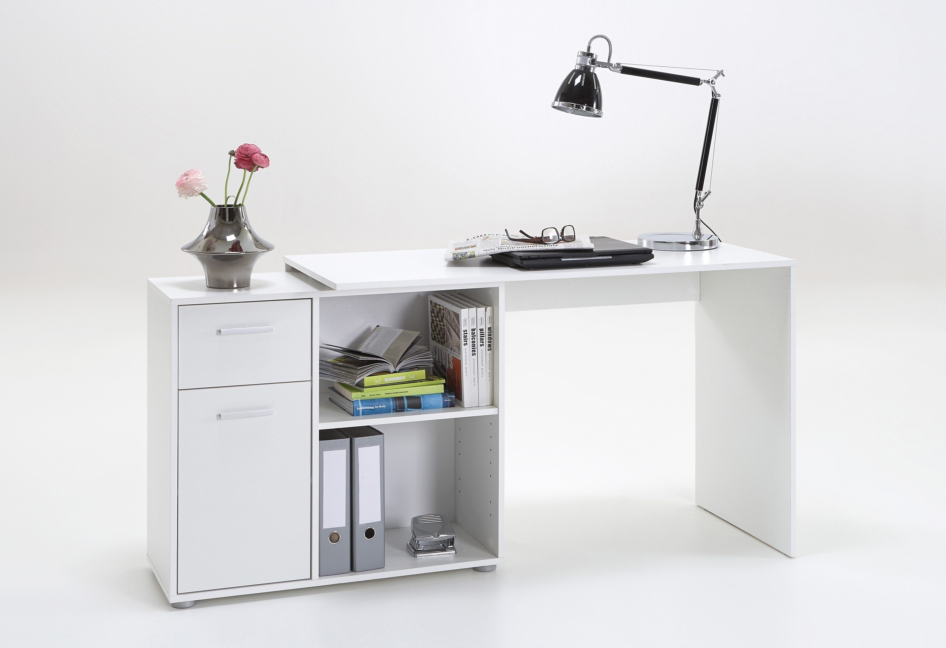 FMD Hoekbureau AUGSBURG Bureau/sideboard met opbergruimte, aan beide zijden te monteren, 117/148 cm