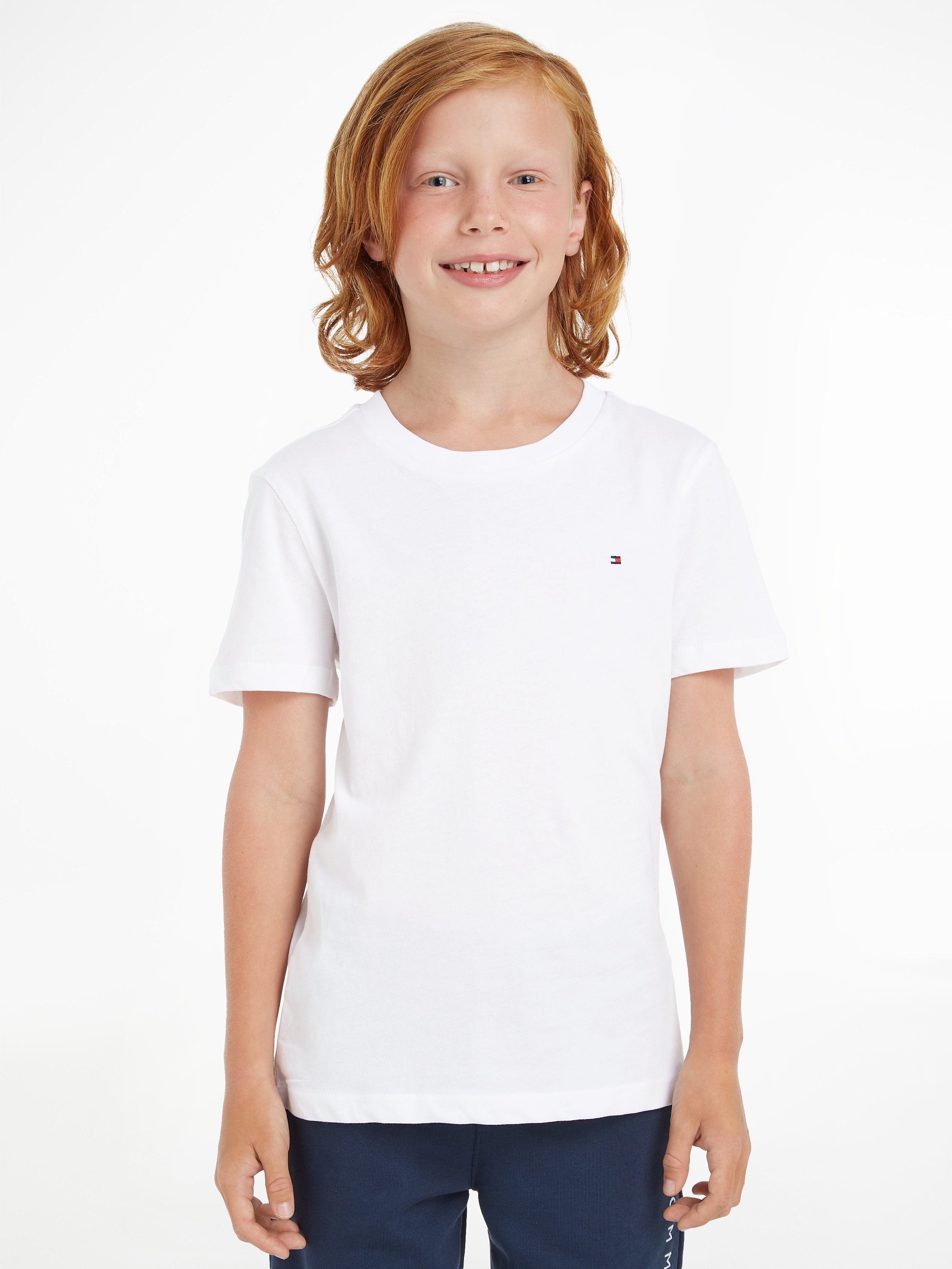 Tommy Hilfiger Shirt met ronde hals BOYS BASIC CN KNIT S/S met tommy hilfiger-merklabel