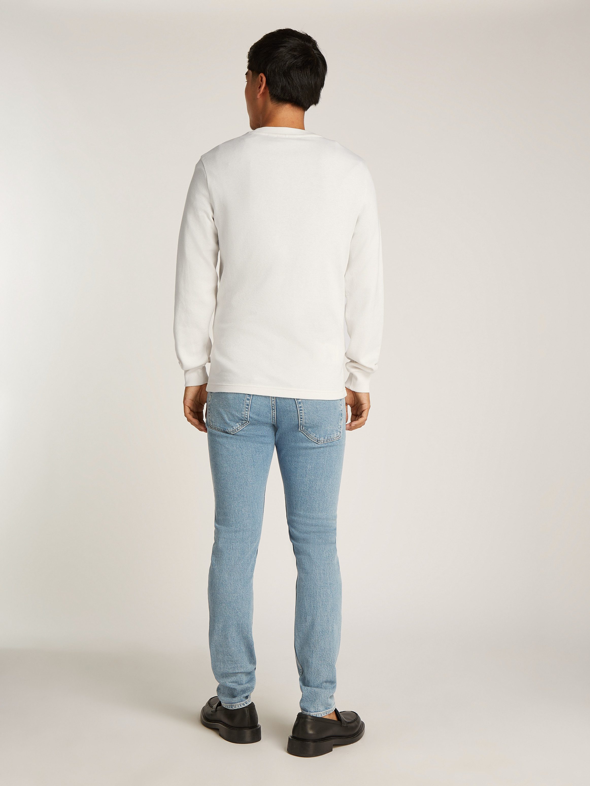 Calvin Klein Shirt met lange mouwen WOVEN LABEL WAFFLE LS TEE