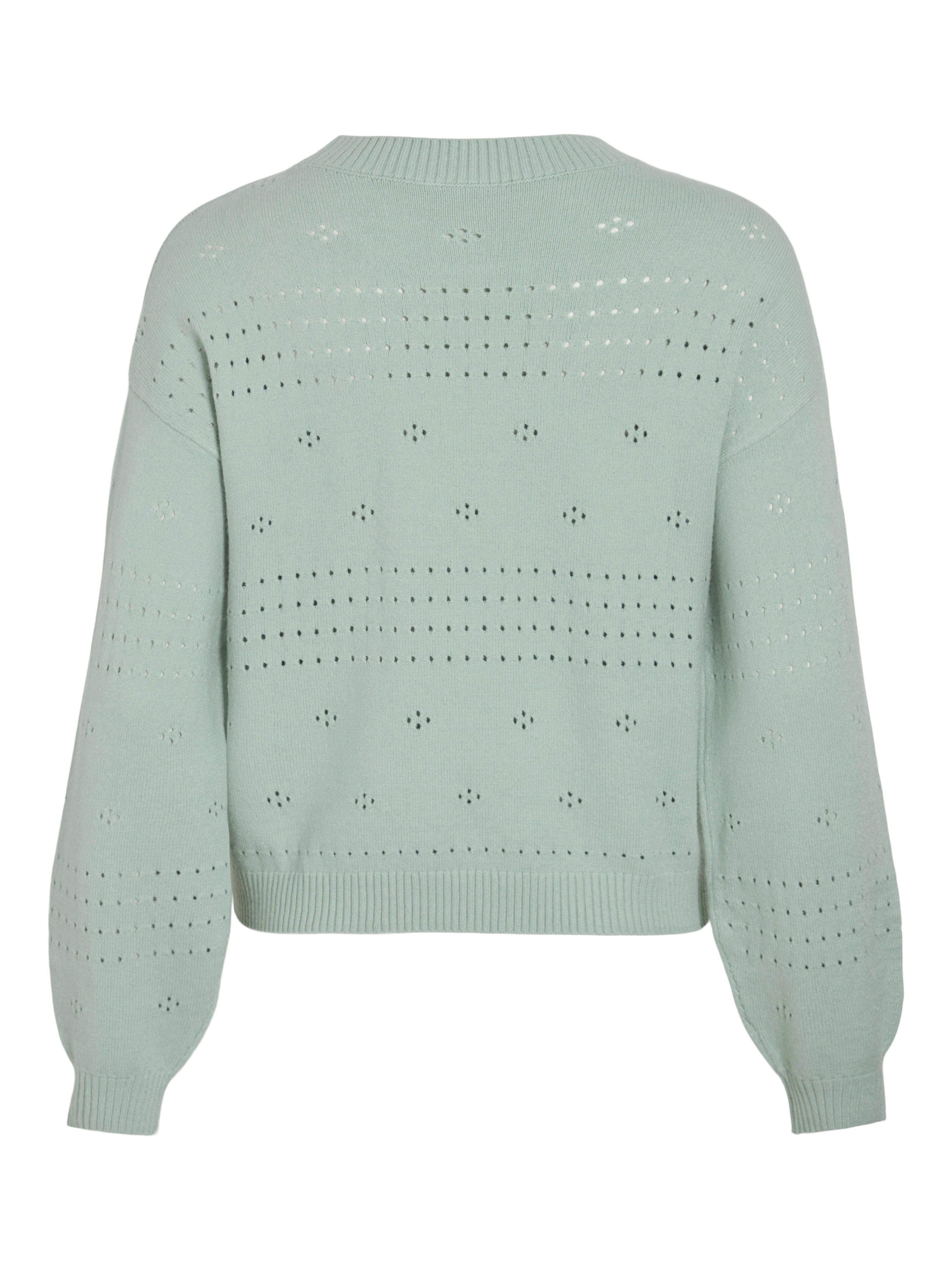 Vila Trui met ronde hals VIRIL L/S O-NECK POINTELLE KNIT TOP-NOOS