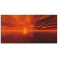 artland print op glas zonsondergang aan zee (1 stuk) oranje