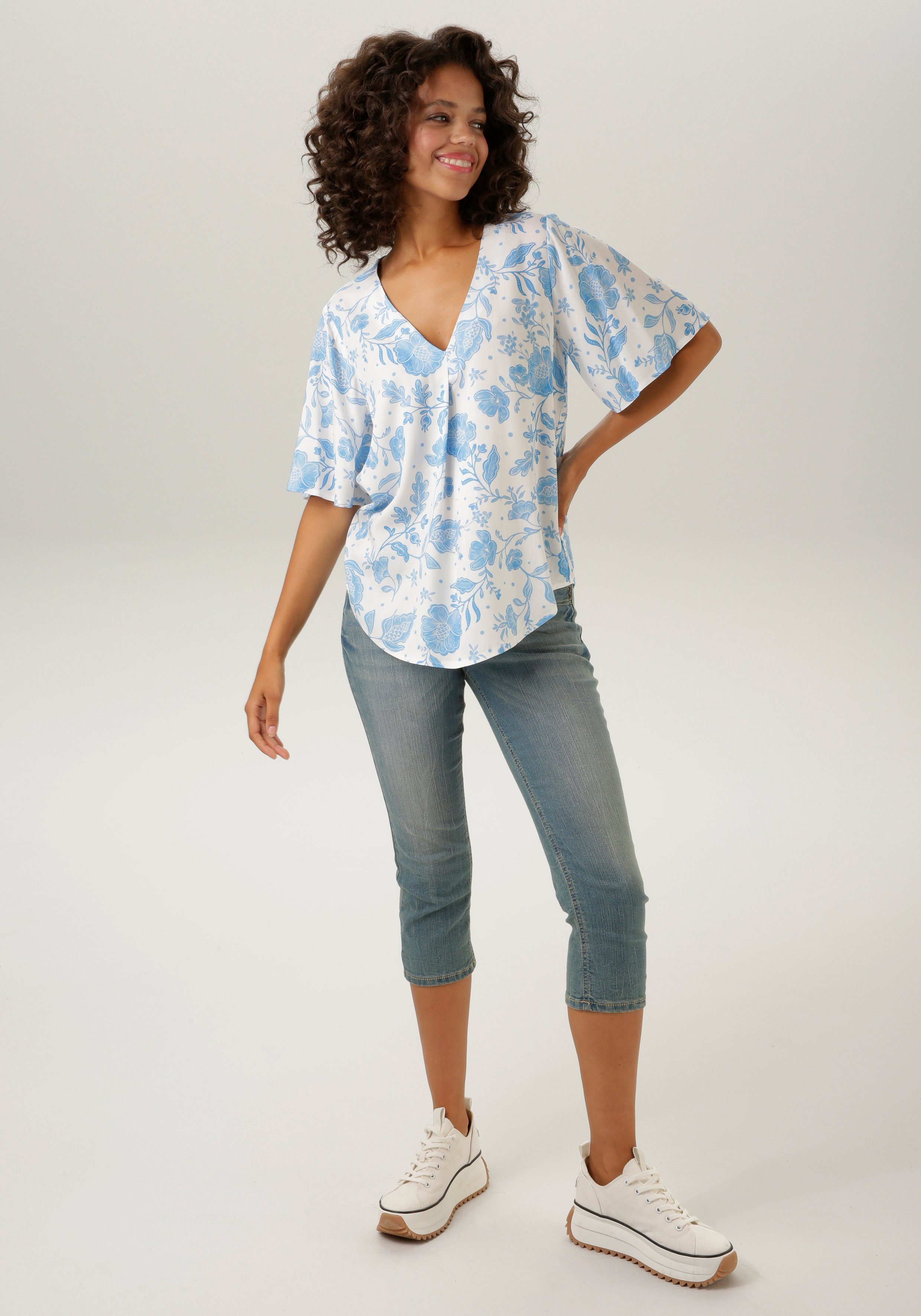 Aniston CASUAL Blouse zonder sluiting met maxi-bloemenprint