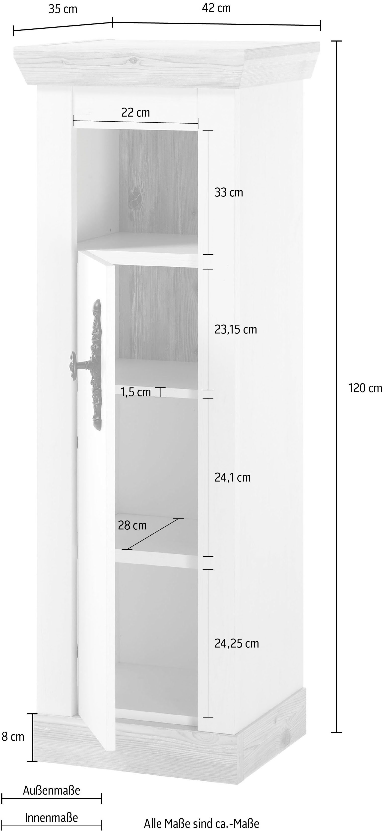Home affaire Halfhoge kast Florenz, badkamerkast in landhuisstijl, kast met metalen handgrepen