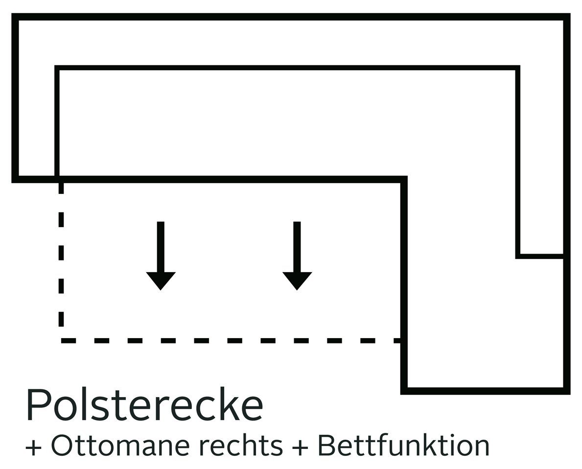 Home affaire Hoekbank Belfort L-vorm met binnenvering, naar keuze met slaapfunctie en bergruimte