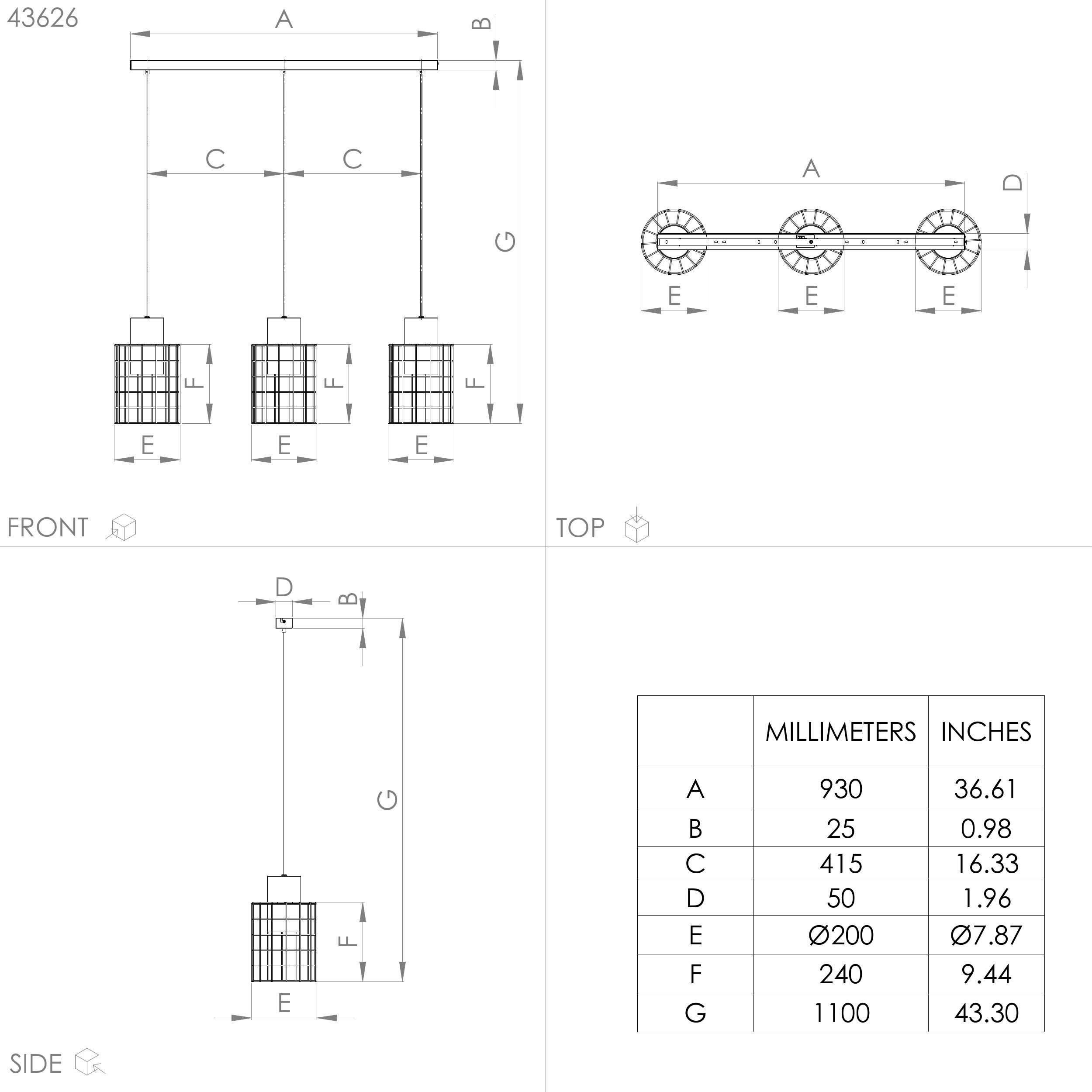 EGLO Hanglamp MILLIGAN Hanglamp in zwart en wit van staal - excl. E27 - 40W (1 stuk)