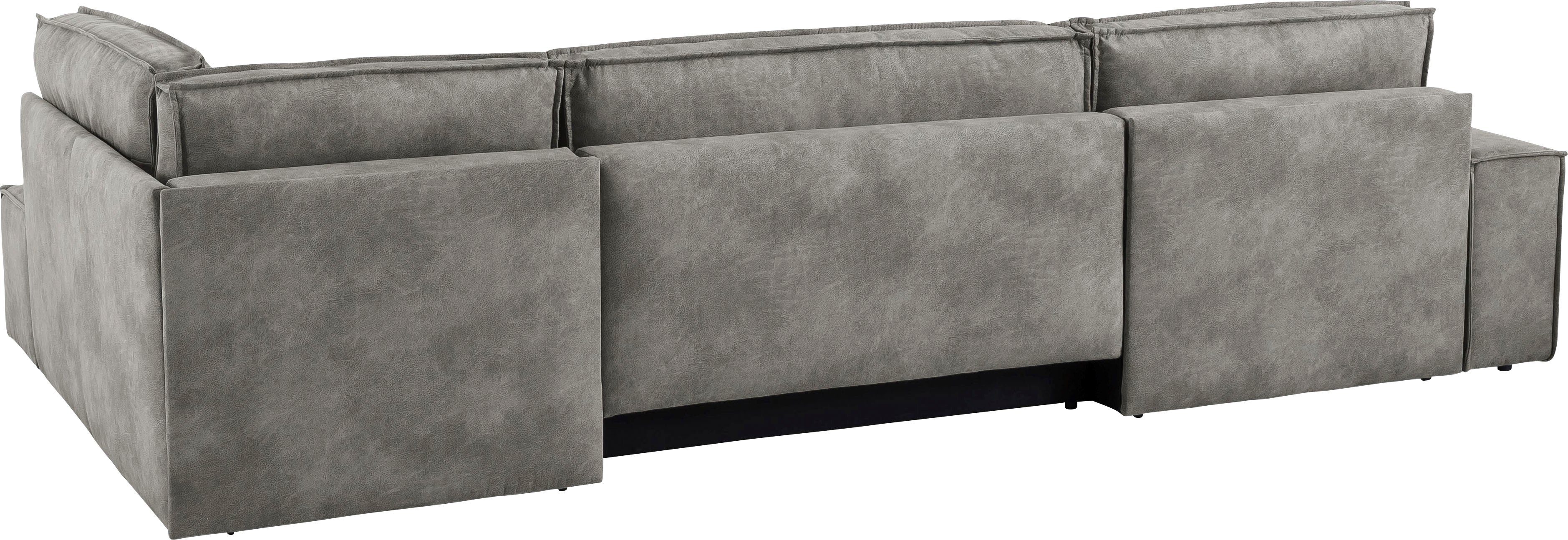 Home affaire Zithoek SHERWOOD 329 cm, U-vorm, slaapbank, Slaapfunctie met bedkist (194x139 cm), cord, vintage, fluweel