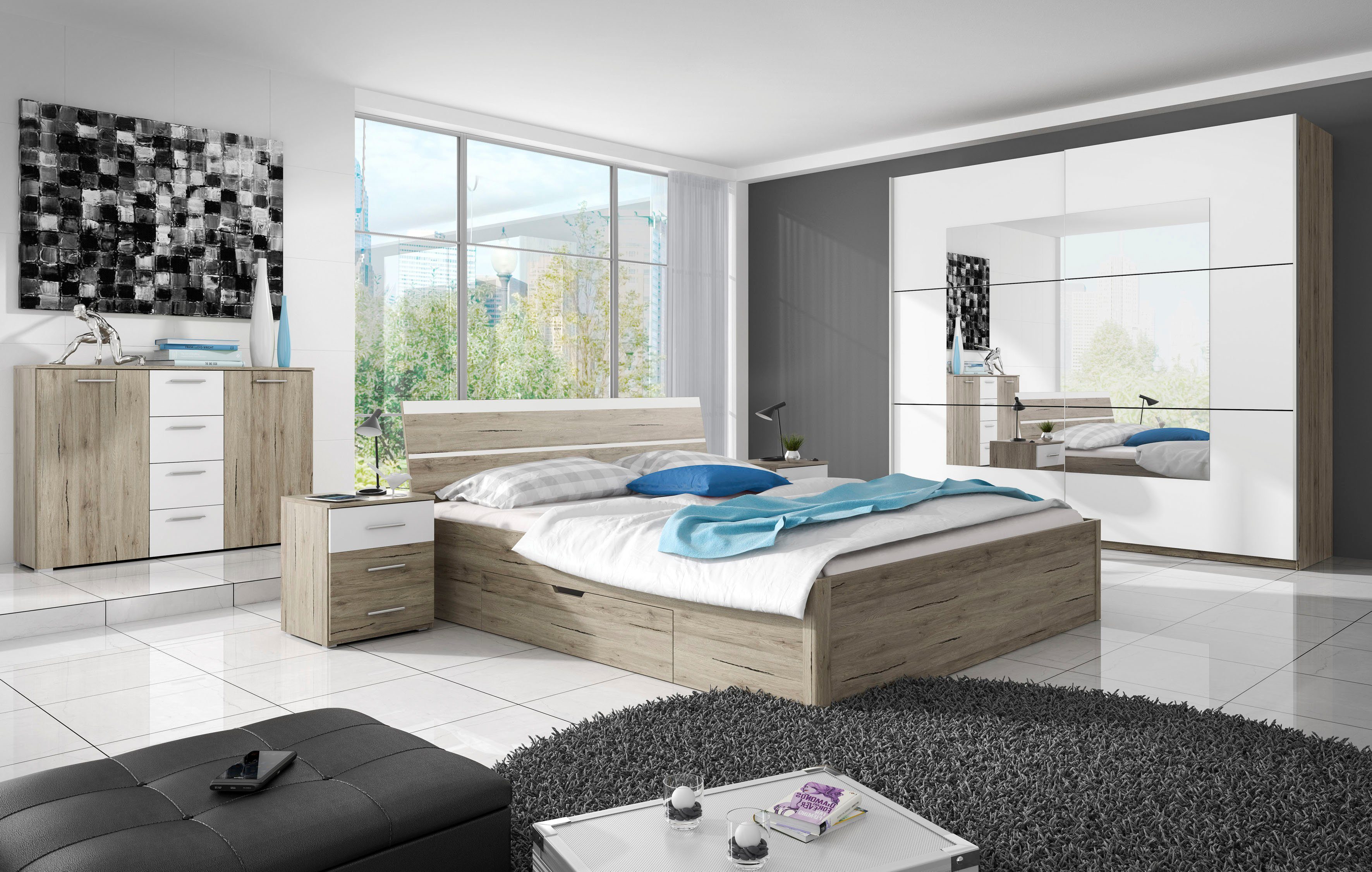 INOSIGN Kast met laden en deuren Beta breedte 132 cm, tijdloze ladekast, dressoir Dressoir, veel bergruimte, 2-deurs 4 laden, 132x38x93cm