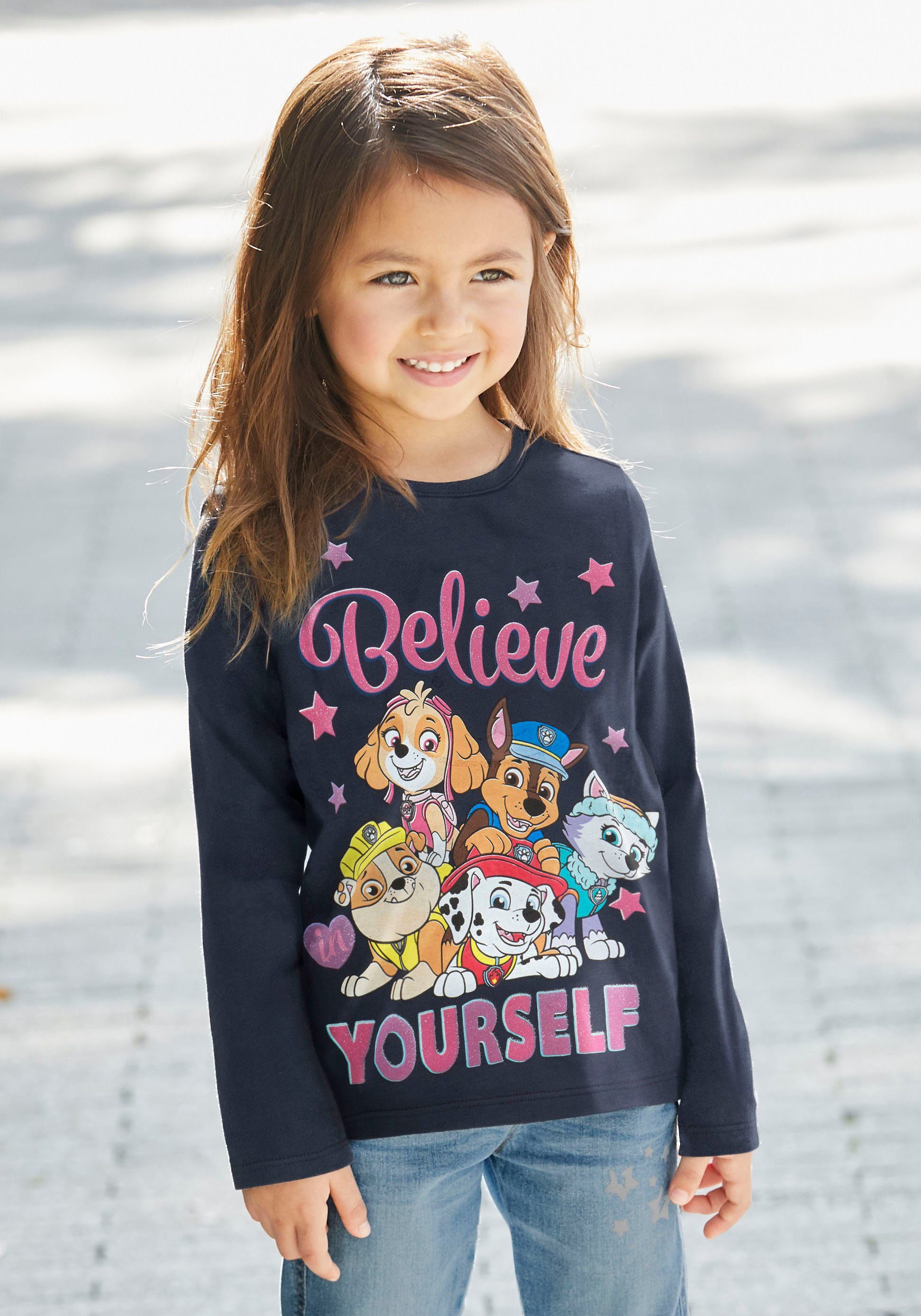 PAW PATROL Shirt met lange mouwen Opschrift met PAW PATROL-team