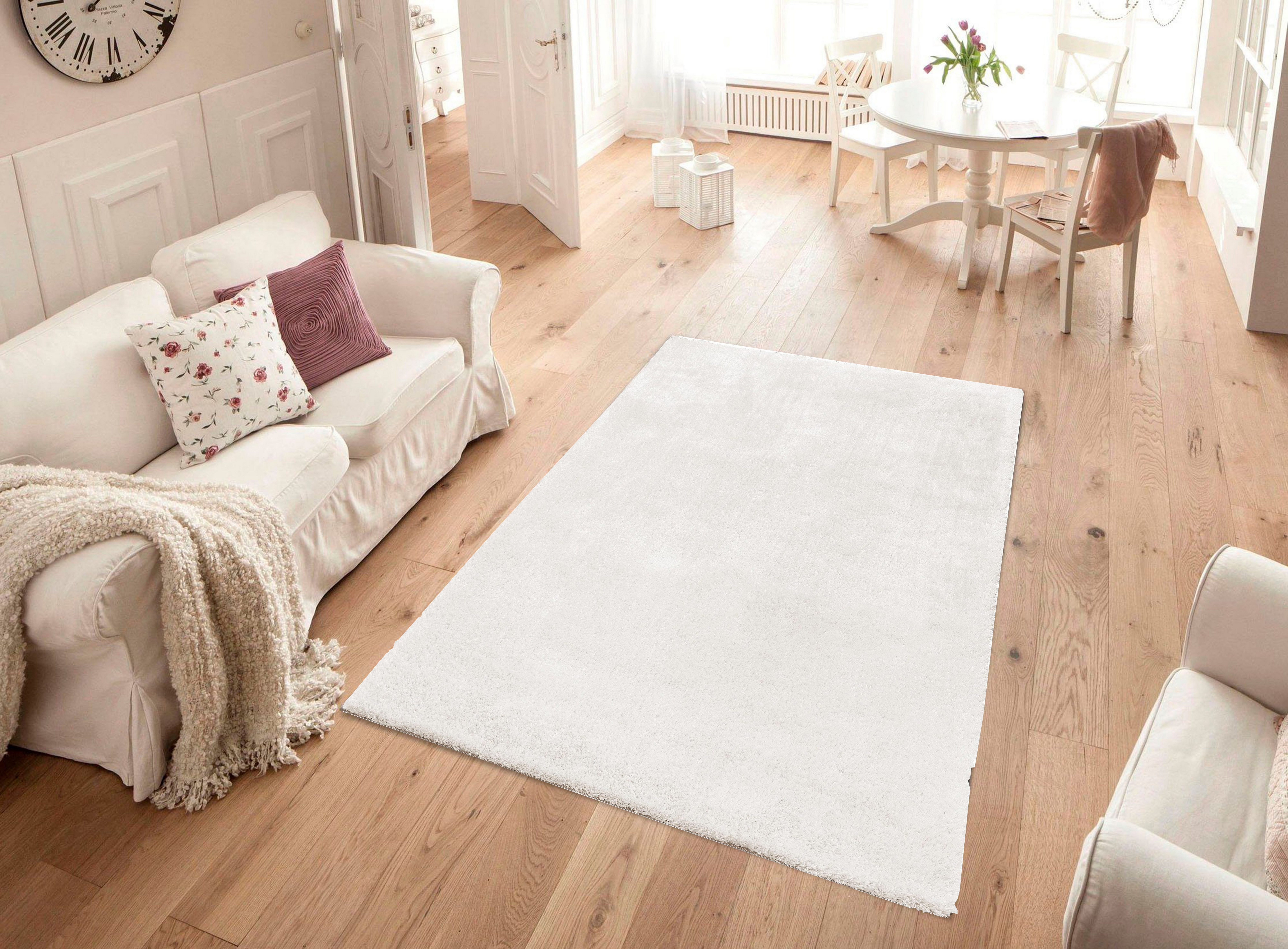 Home affaire Hoogpolig vloerkleed Deman Unikleuren, microvezel vloerkleden, zacht, woonkamer, slaapkamer