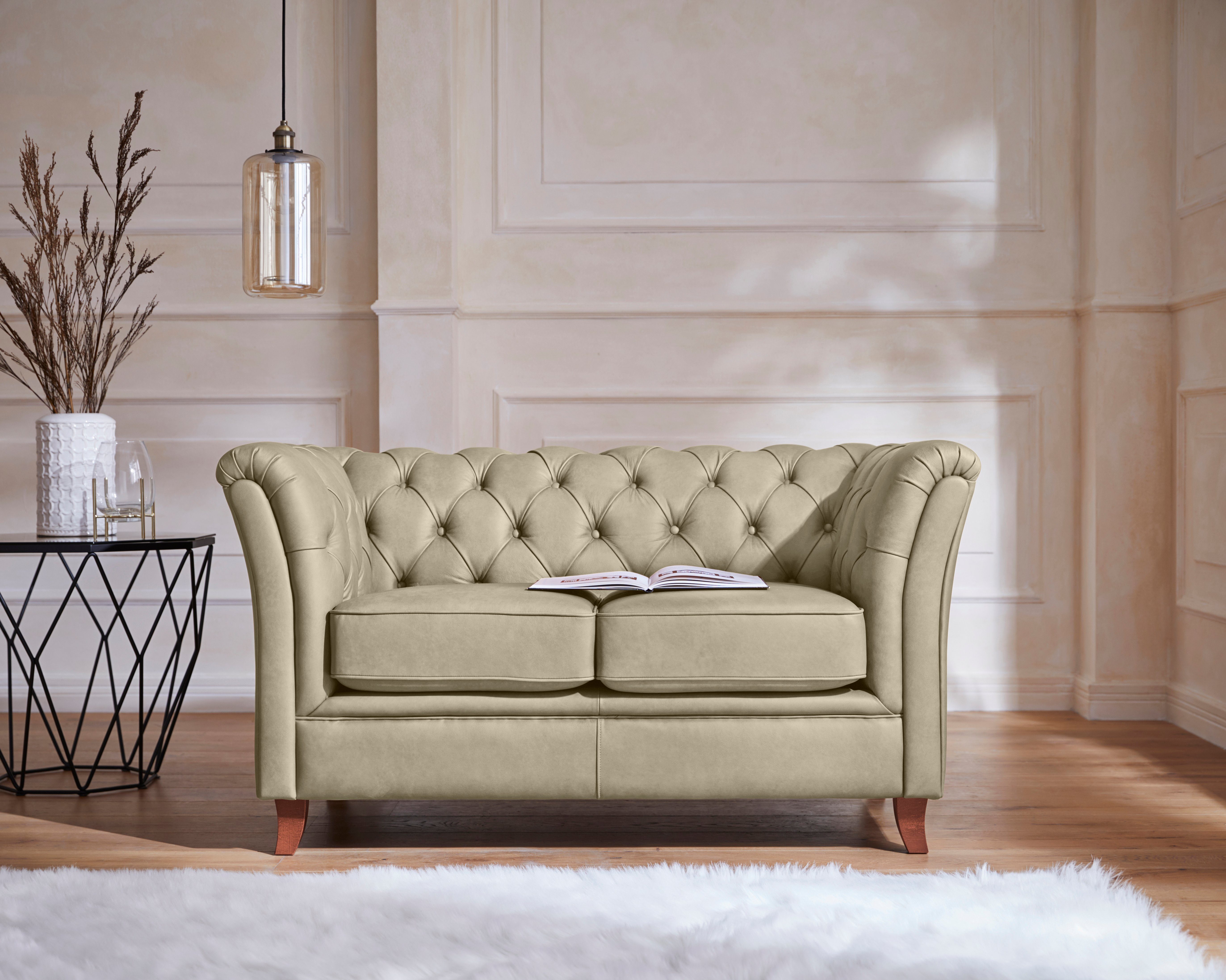 Home affaire Chesterfield-bank Reims met echte chesterfield-capitonnage, uitstekende verwerking bruin, chesterfield banken