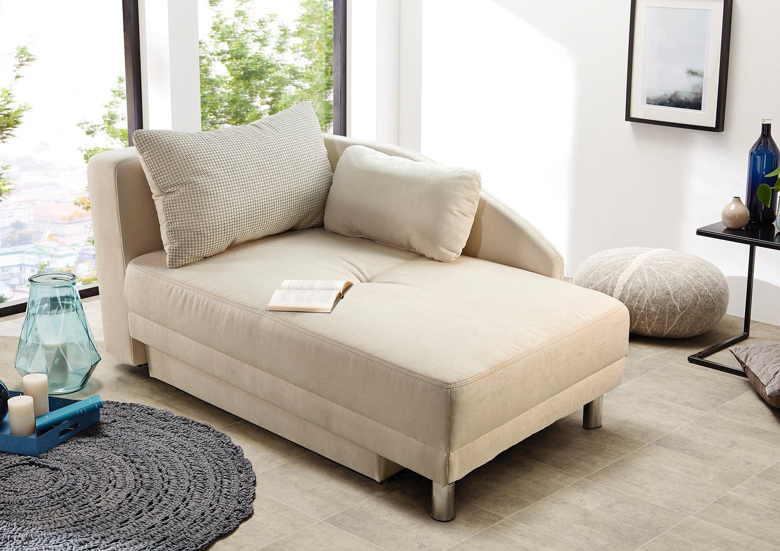 Jockenhöfer Gruppe Récamier ROY Chaise longue met slaapfunctie en bedkist, met binnenvering