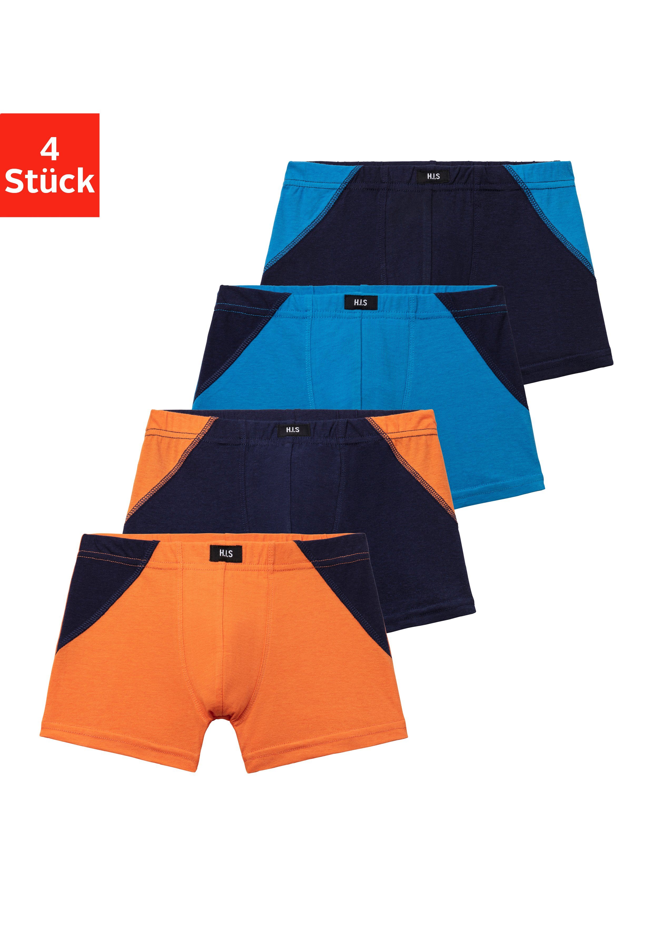 H.I.S Boxershort voor jongens met coole colourblocking voor een sportieve verschijning (set, 4 stuks) jongens boxershorts maat 98/104 multicolor