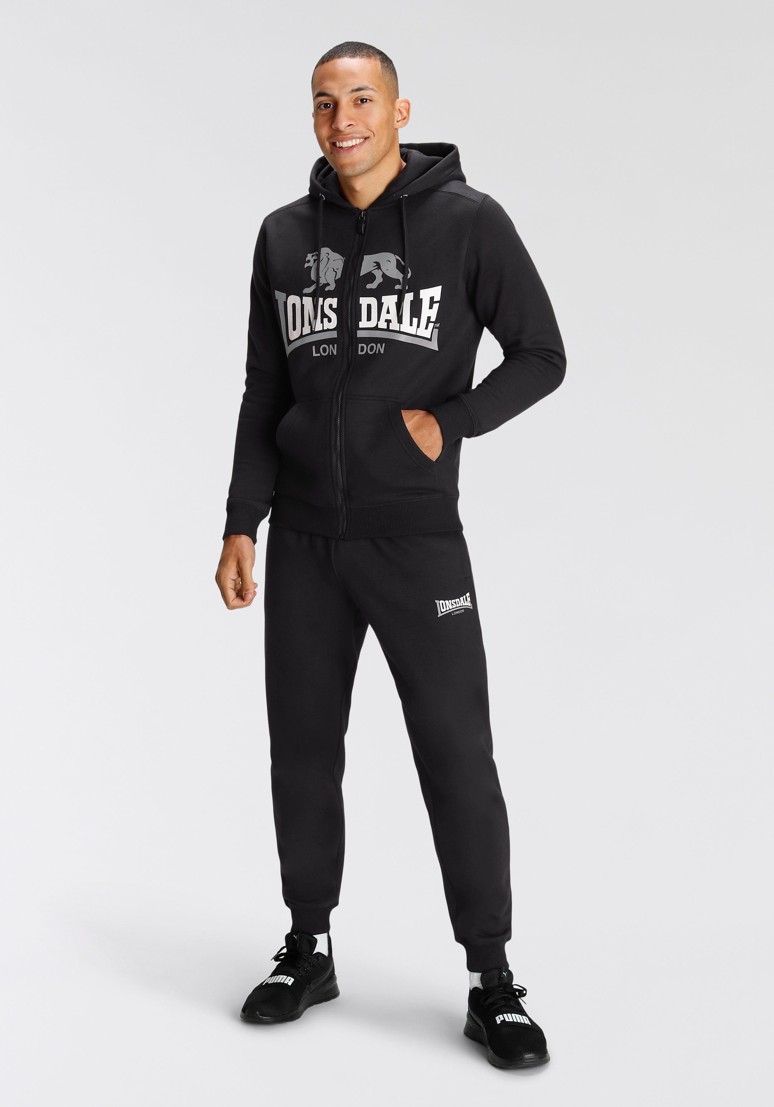 Lonsdale Joggingpak YETLINGTON (set, 2-delig) heren trainingspakken maat 4XL zwart