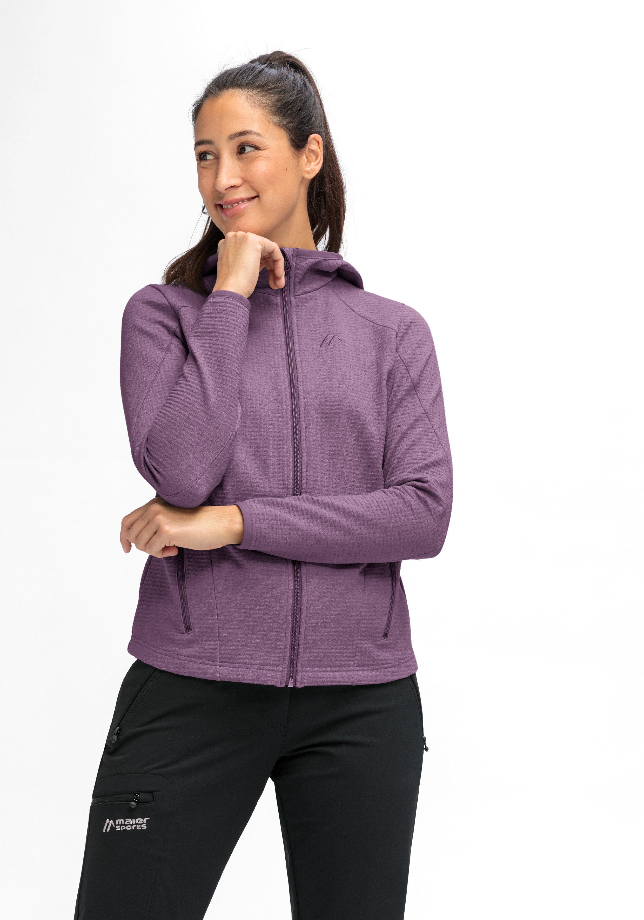 Maier Sports Fleecejack Tesila Hood W Dames midlayer, ademend snel drogend, full-zip, regular fit