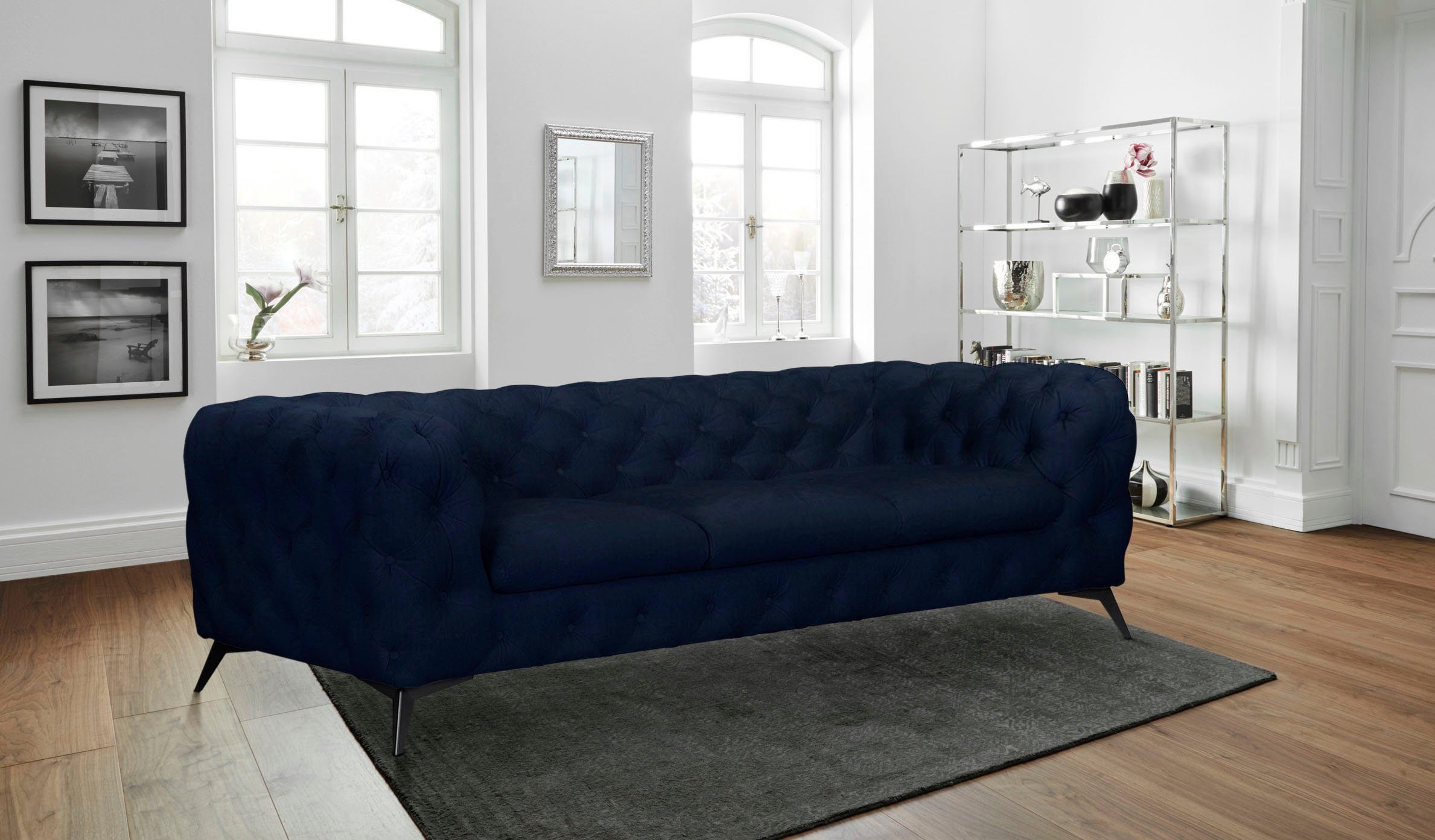 Leonique Chesterfield-bank Glynis luxueuze capitonnage, moderne chesterfield look, kleur van de poten ter keuze