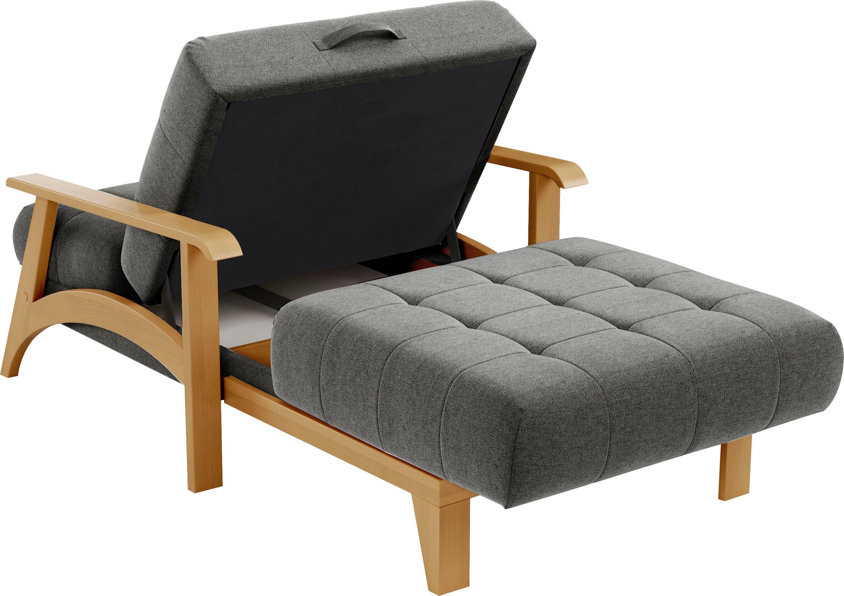 sit&more Récamier Billund Armleuningen van eikenkleurig beukenhout, verschillende bekledingen en kleuren
