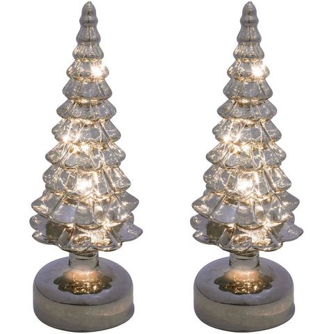 Creativ light Led-boom set van 2, dennenboom van glas (set, 2 stuks)