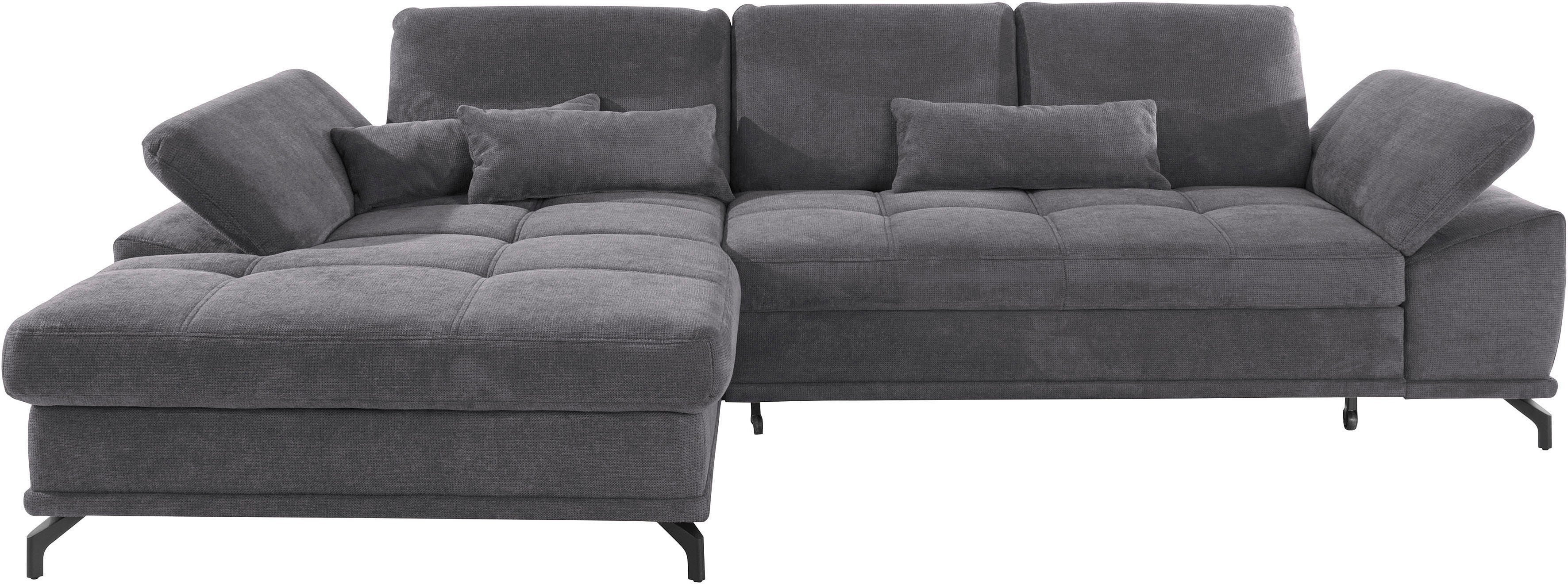 Places of Style Hoekbank Costello L-Form, B: 301 cm mit Sitztiefen-, Armteilverstellung & 3 nierkussens, optionele bedfunctie en bedlade