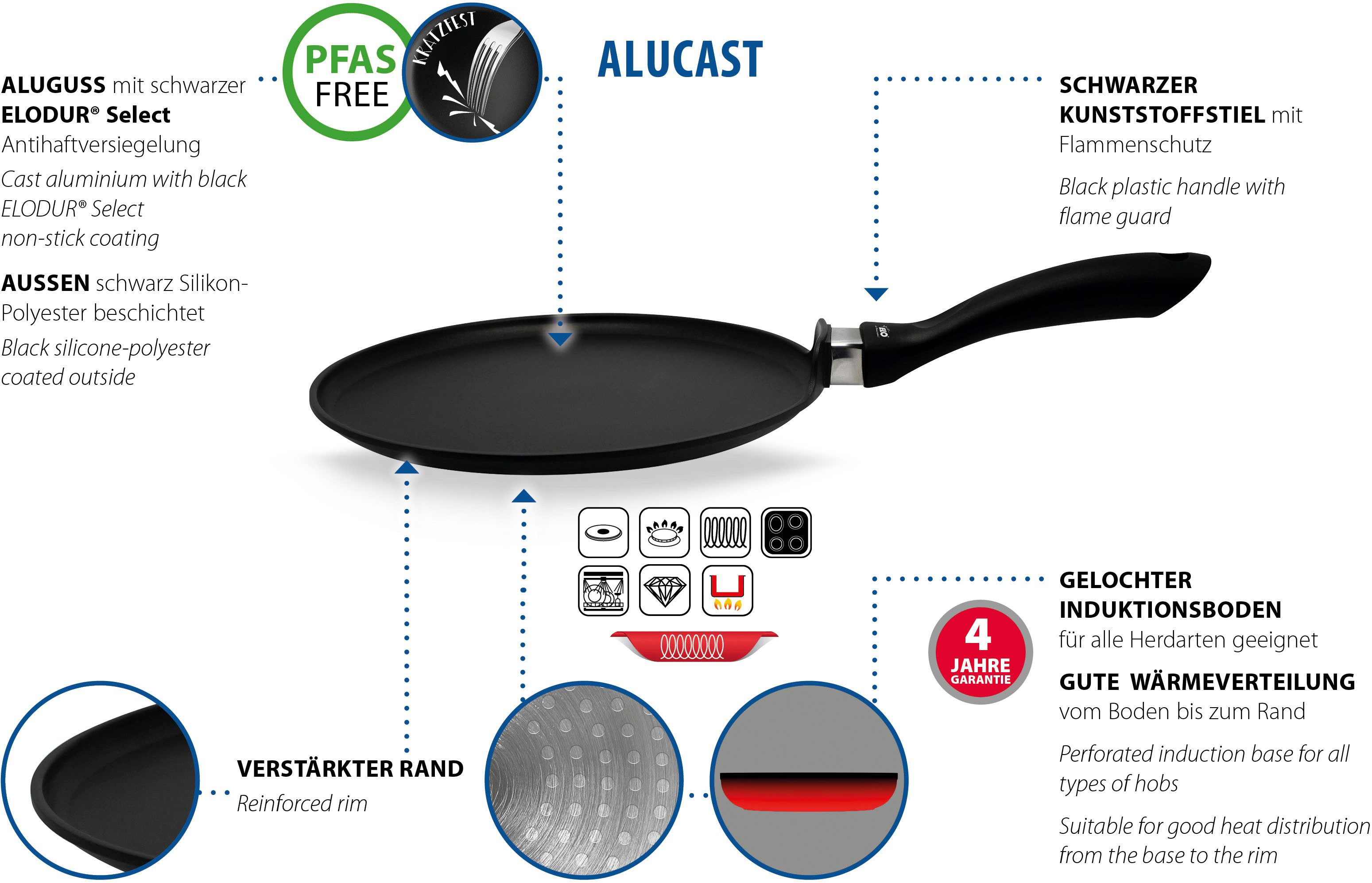 Elo Flensjespan Alucast 28cm Inductie, Ø 28 cm (1-delig)