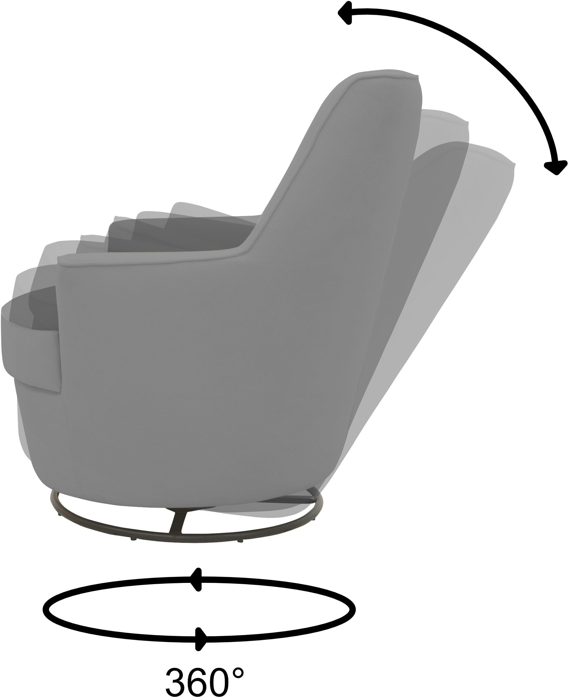 INOSIGN Draaibare fauteuil HETTY, draaistoel met schommelfunctie, leesstoel in cord en microvezel (1 stuk)