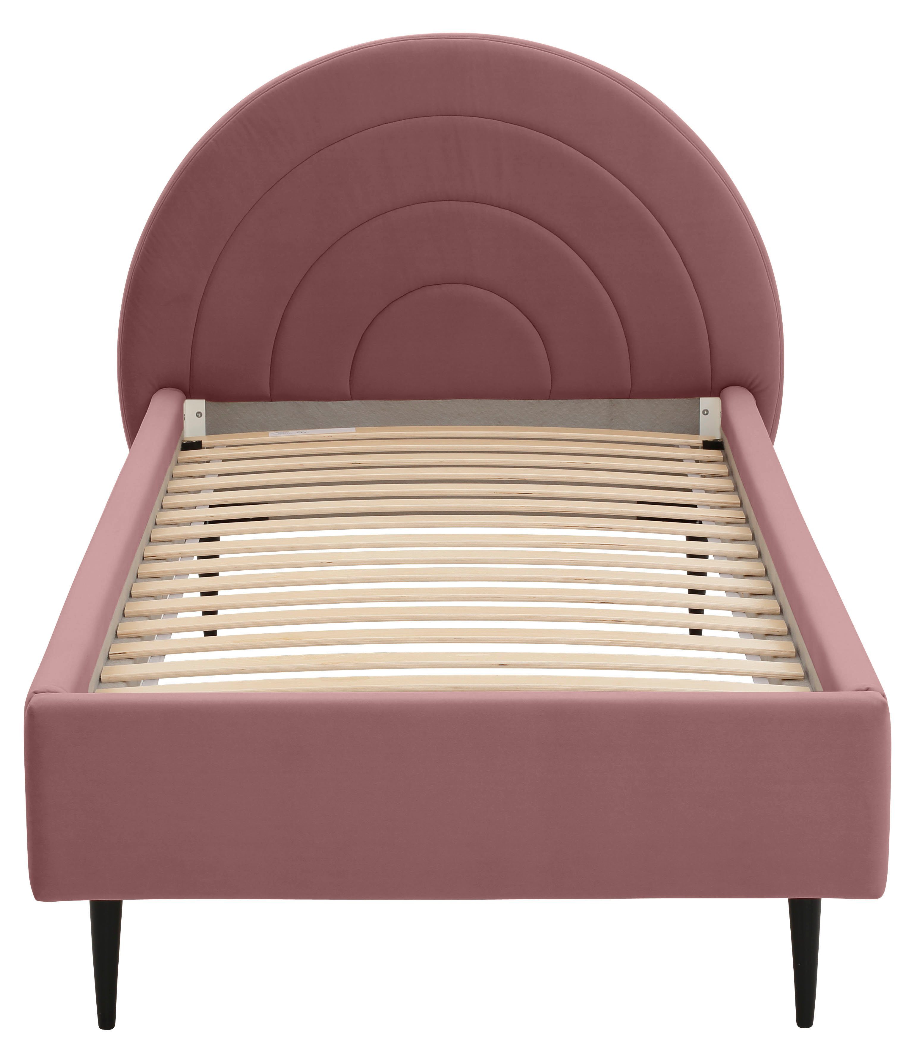 Lüttenhütt Gestoffeerd bed Femmy prettig bekleed hoofdbord met decoratief regenboogmotief