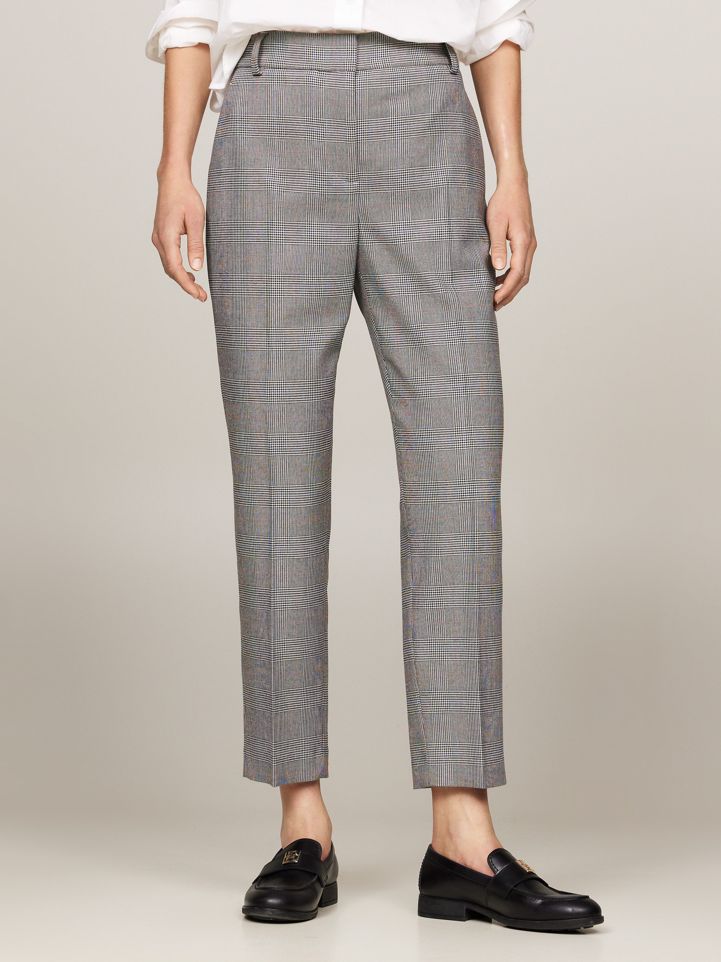 Tommy Hilfiger Geweven broek POW CHECK SLIM STRAIGHT PANT (Global Serie TH VROUWEN)