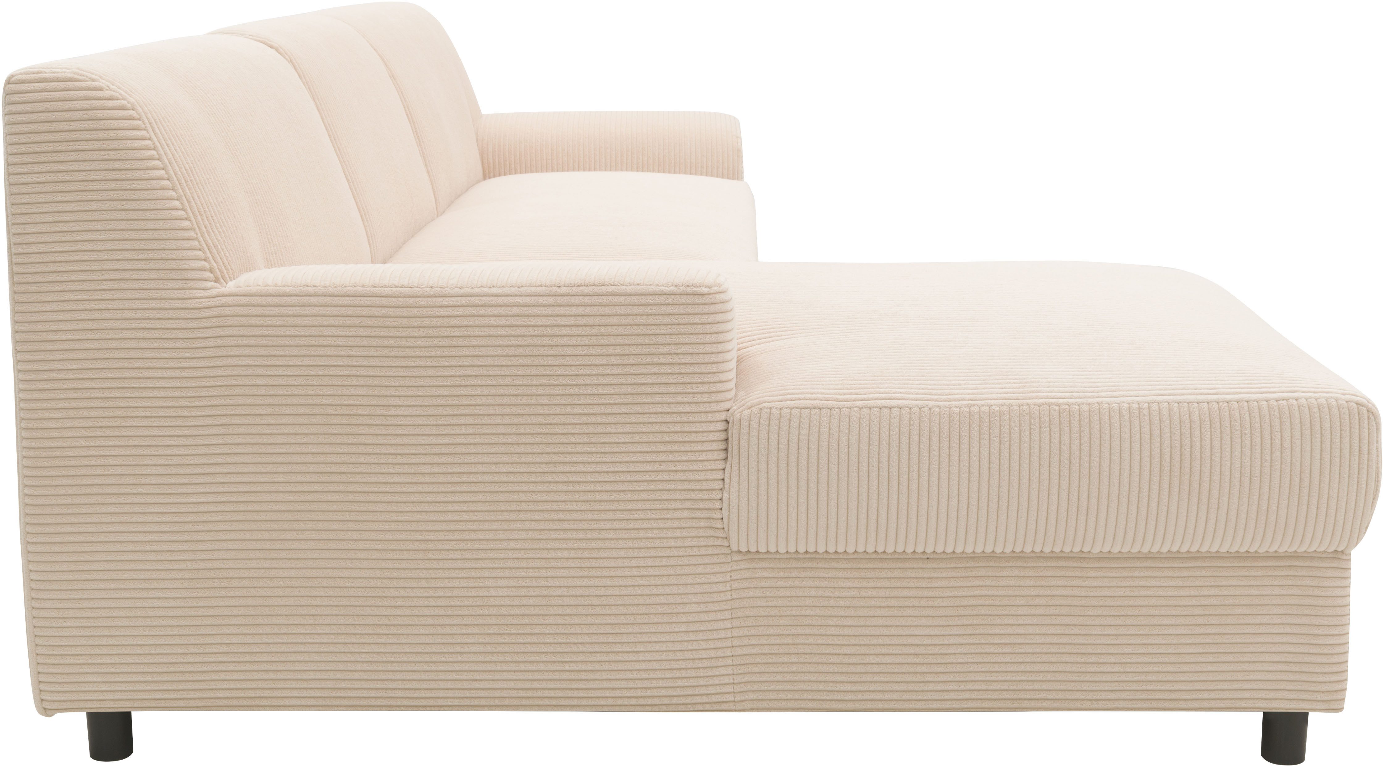 INOSIGN Hoekbank Turah 2, L-vorm, in Cord en waterafstotende microvezel, Vering B/D/H: 241/146/79 cm, incl. sierkussen, optioneel met bedfunctie