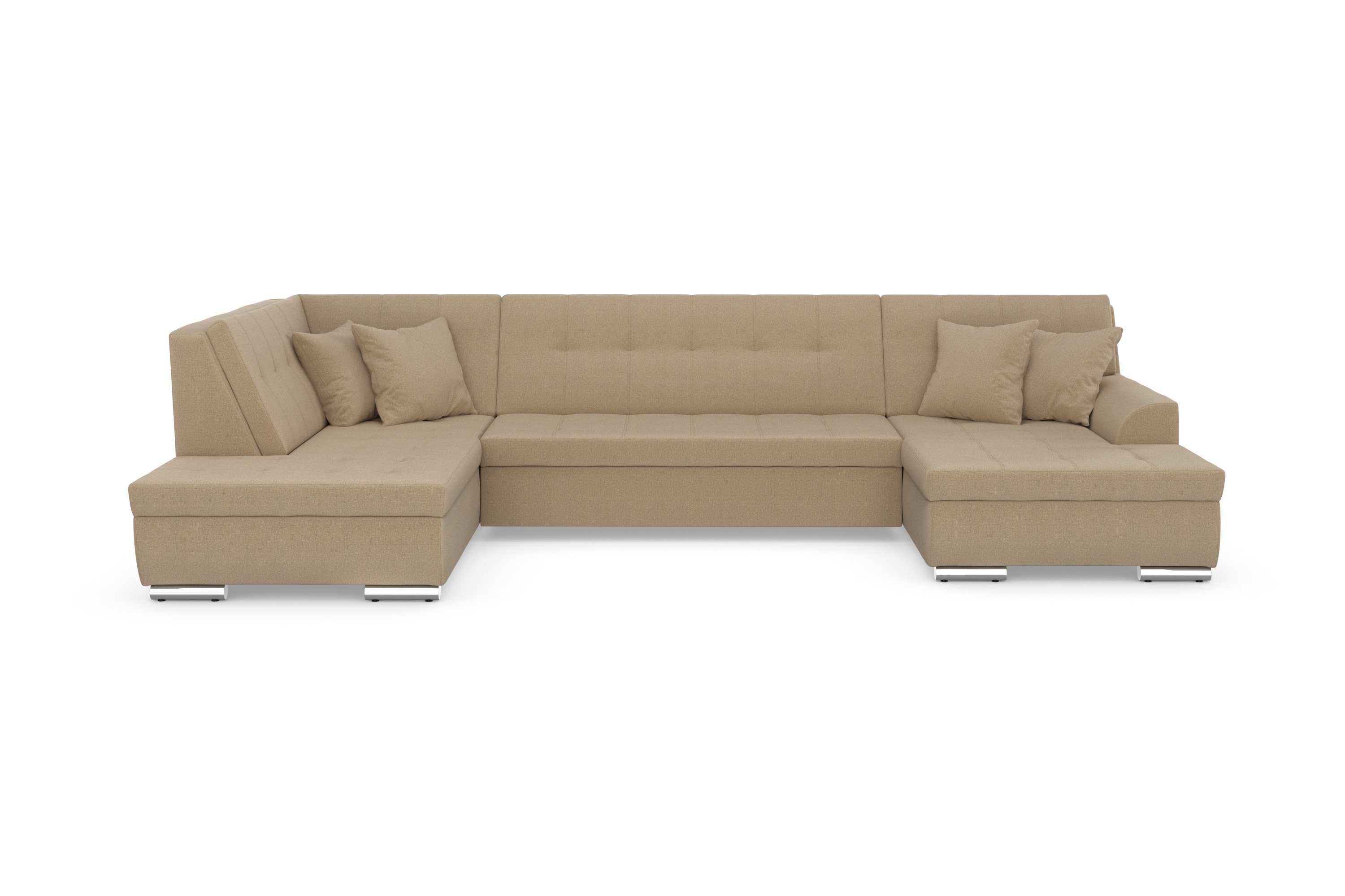DOMO collection Zithoek Treviso inclusief sierkussen, moderne stiksels, XXL: B/D/H: 364/201/83 cm naar keuze met slaapfunctie, in vele soorten bekleding ook in cord u-model