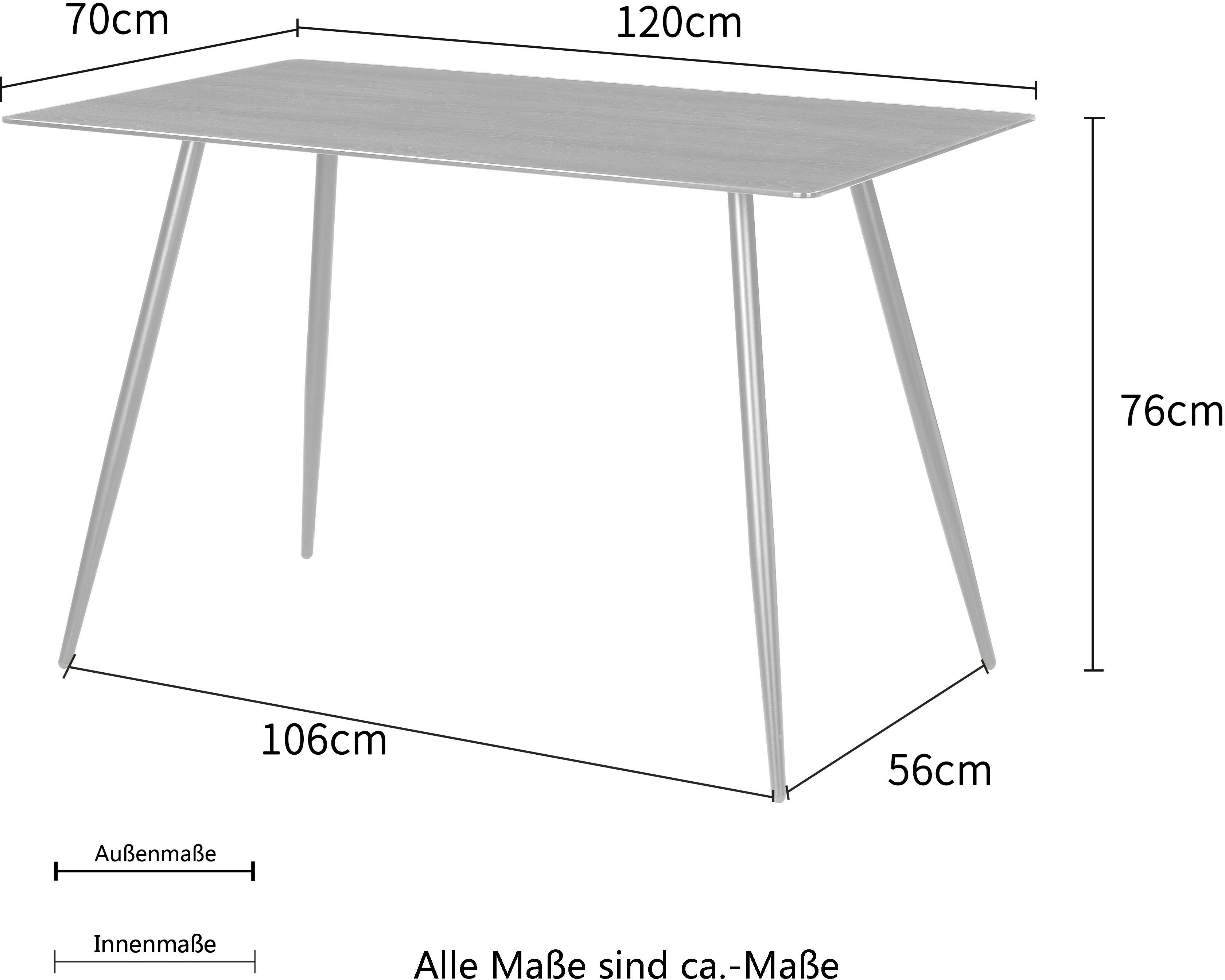 Home affaire Eettafel Turah, TOPSELLER! met glazen blad in houtlook, tijdloos ontwerp, onderhoudsvriendelijk