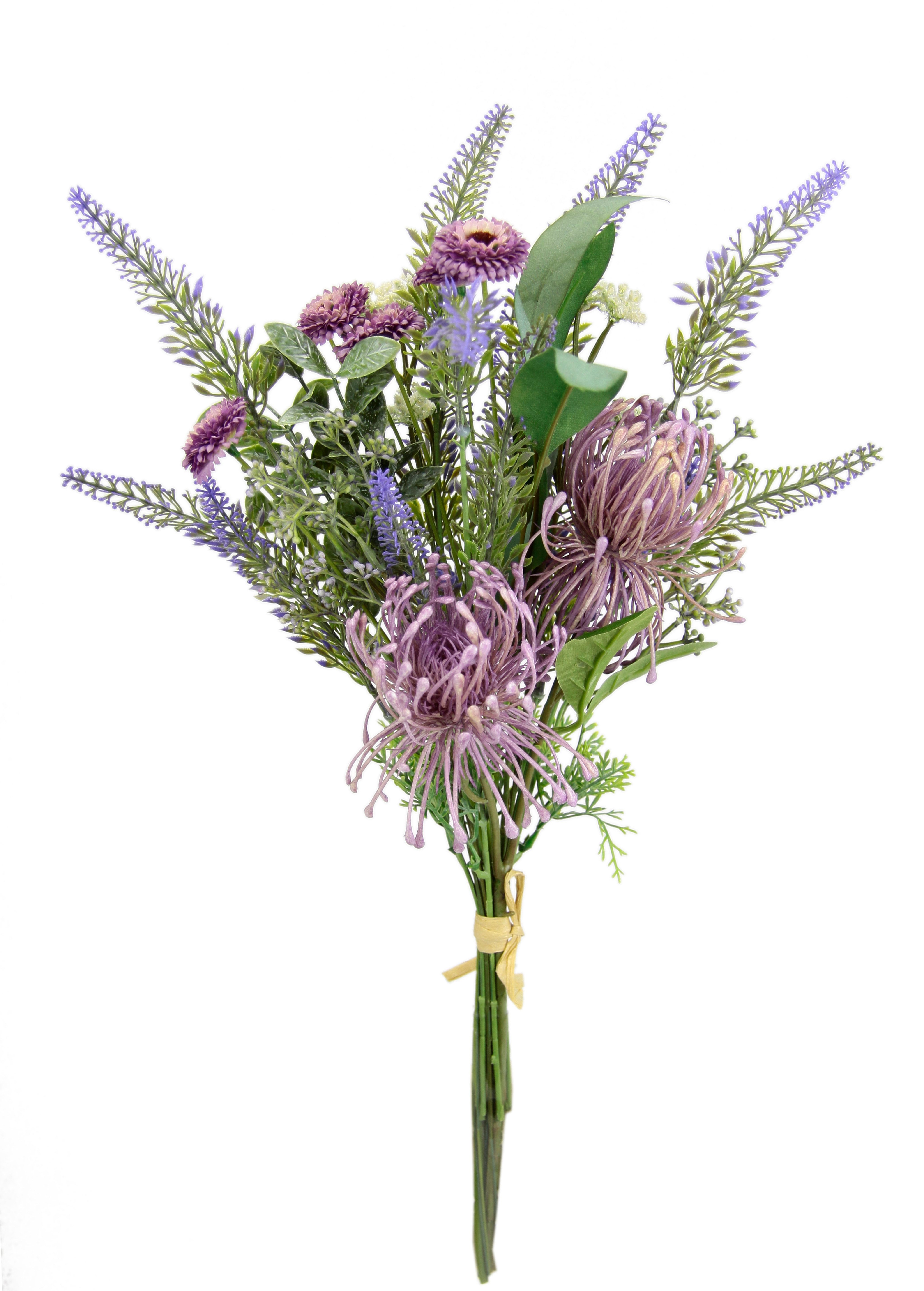 I.GE.A. Kunstbloem nboeket protea, zinnia, lavendel Boeket bloemen, bloemstukken, decoratieve bloem, grafdecoratie (1 stuk)